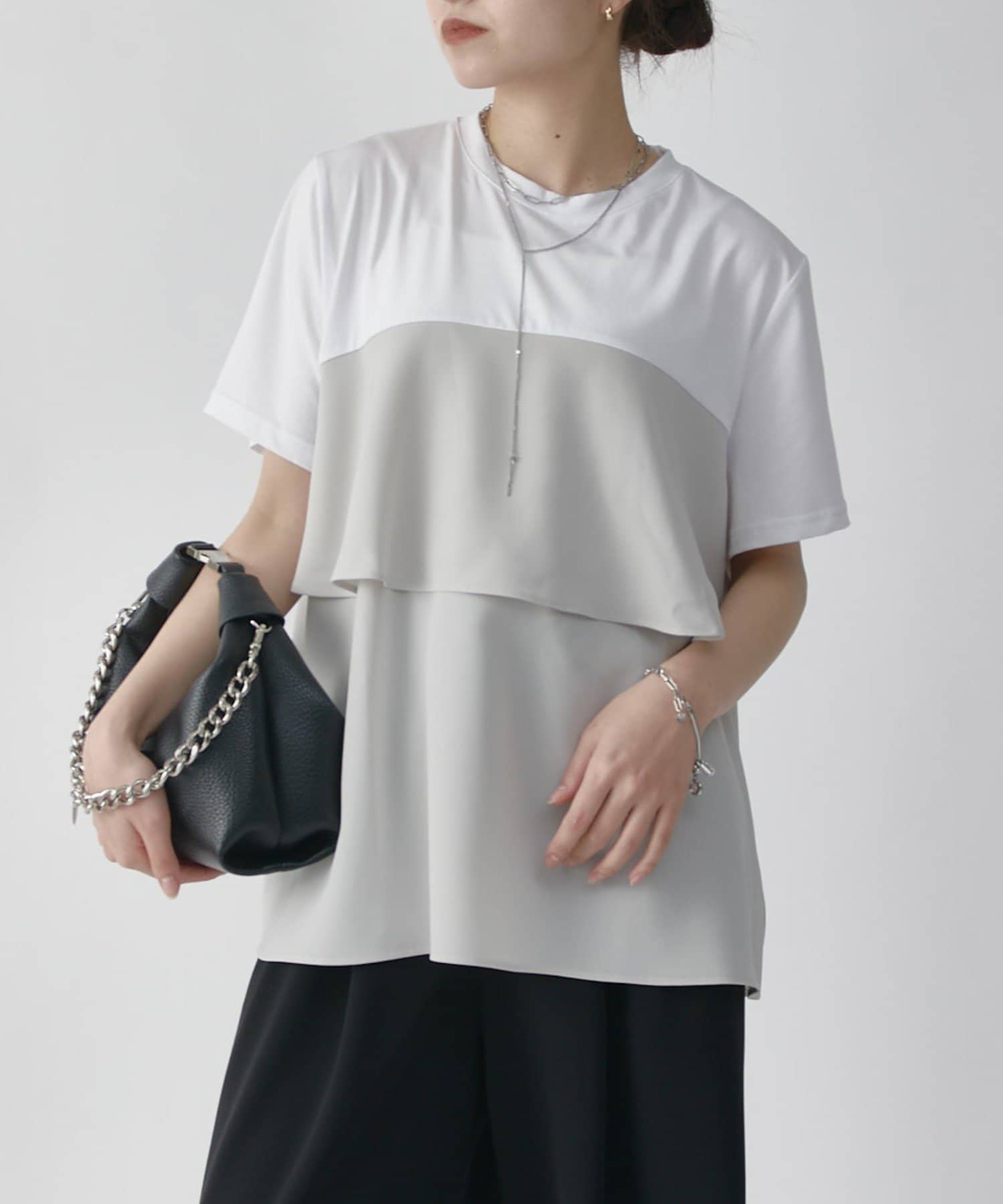Lui's(ルイス) ペプラムフレアドッキングTシャツ