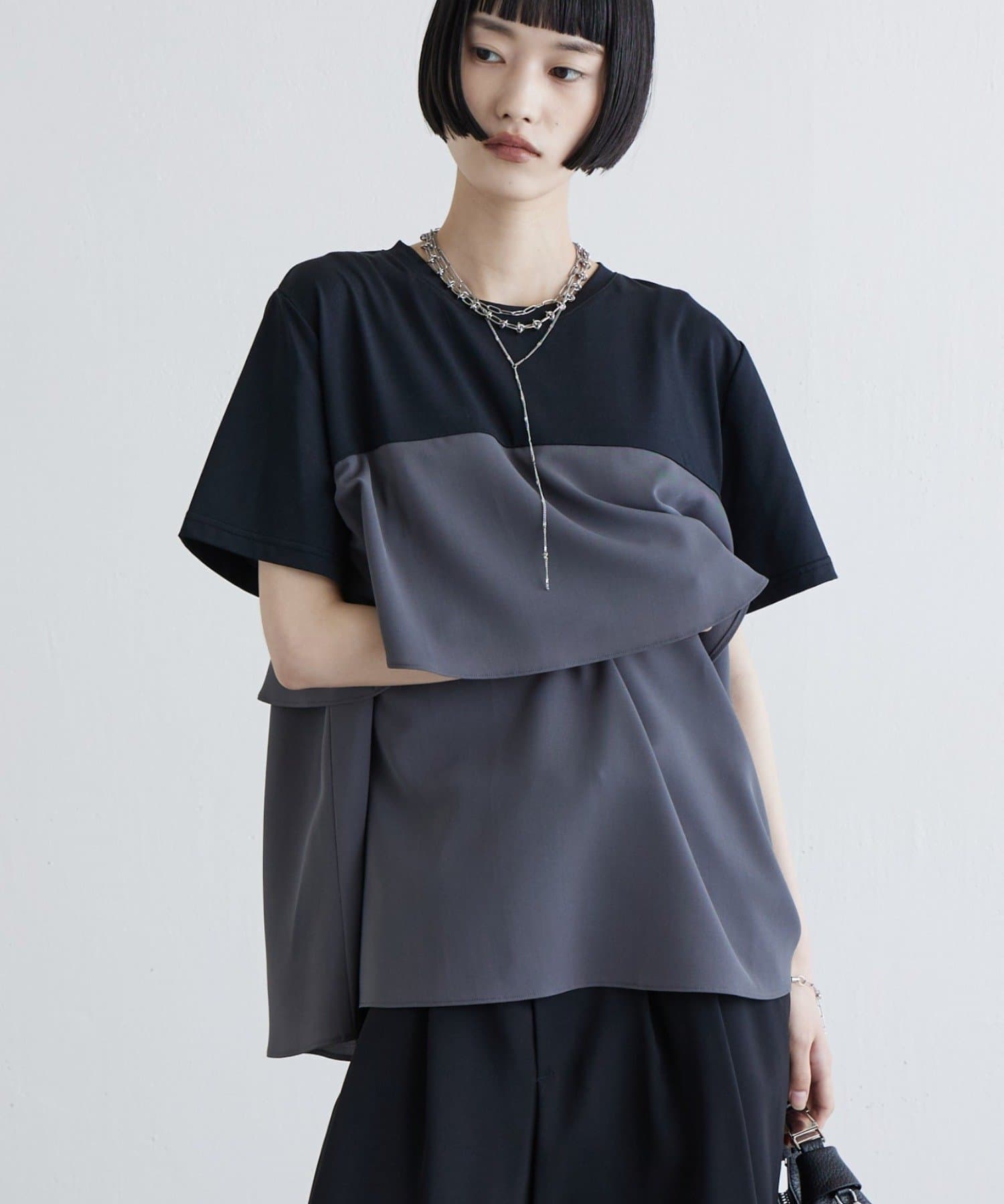 Lui's(ルイス) ペプラムフレアドッキングTシャツ