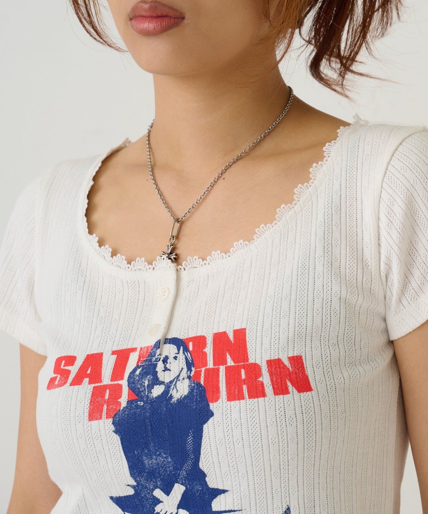 WHO’S WHO gallery(フーズフーギャラリー) シャーロットパターンメッシュS/Sトップス