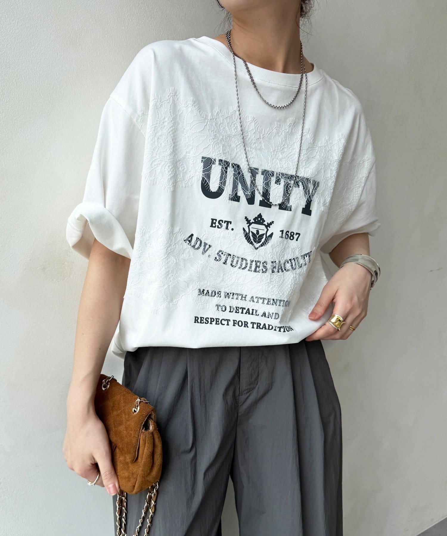 DOUDOU(ドゥドゥ) 【WEB限定】ロゴ×レースTEE
