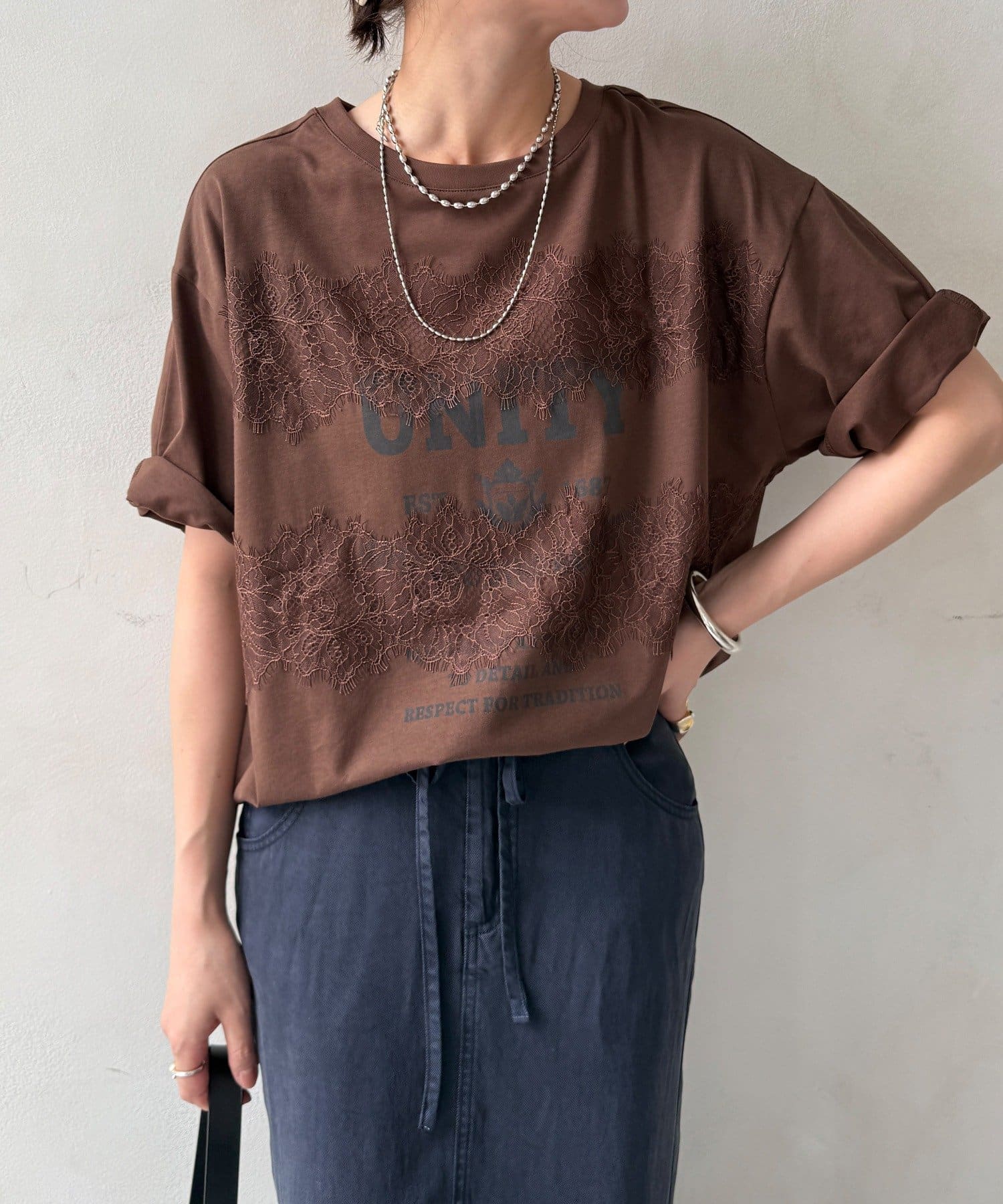 DOUDOU(ドゥドゥ) 【WEB限定】ロゴ×レースTEE