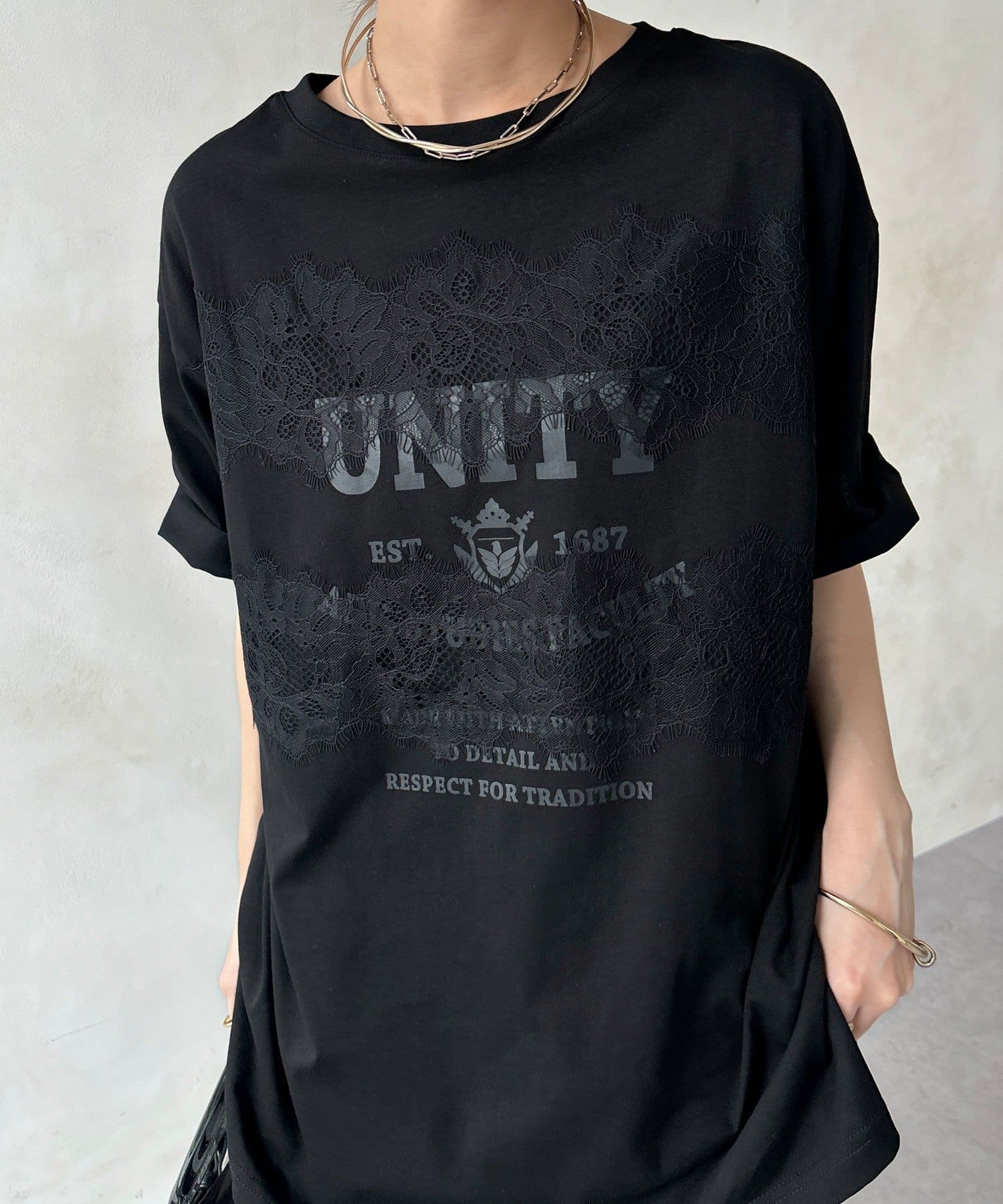 DOUDOU(ドゥドゥ) 【WEB限定】ロゴ×レースTEE