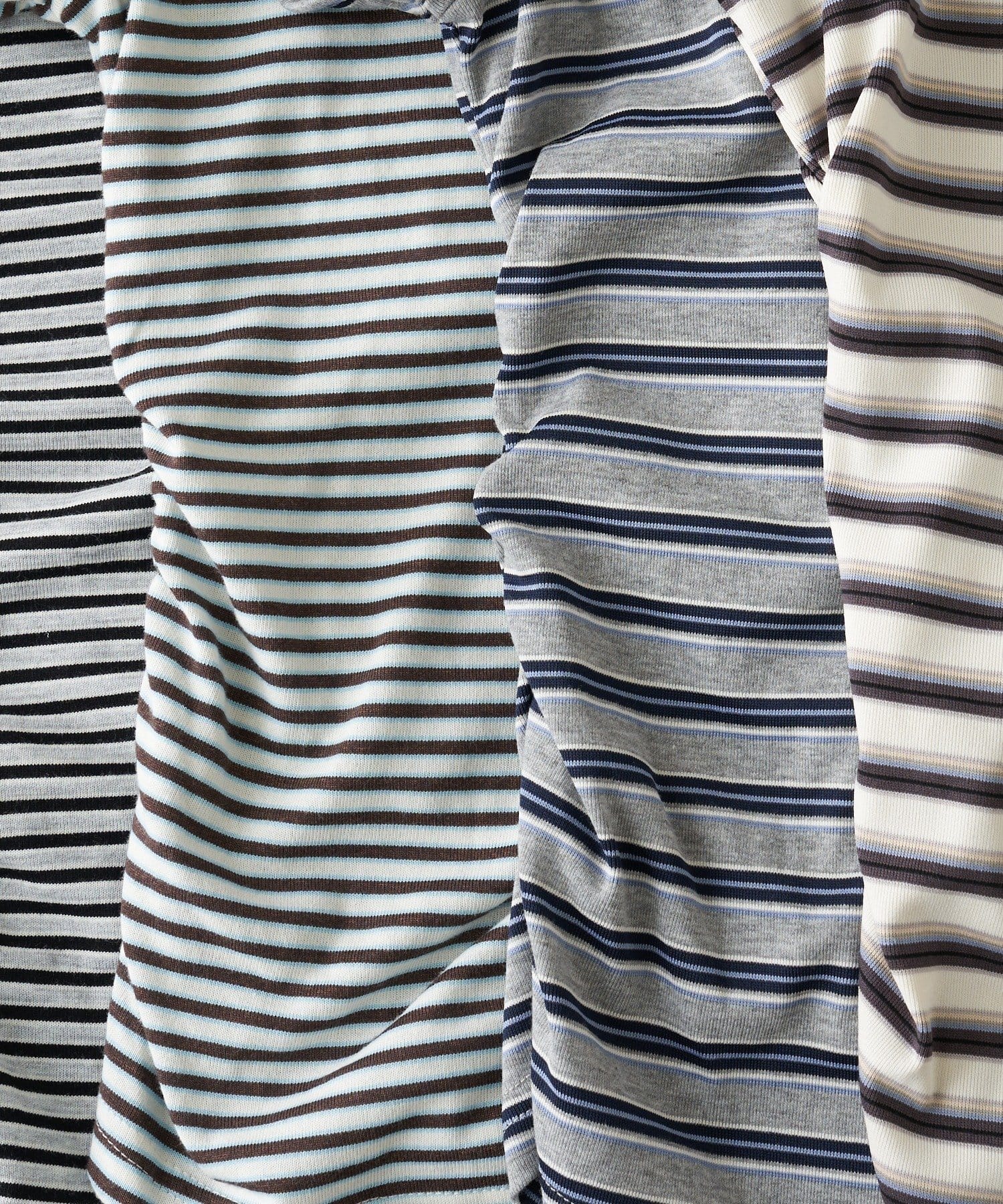 RAY CASSIN(レイカズン) マルチボーダー胸刺繍半袖ポロ