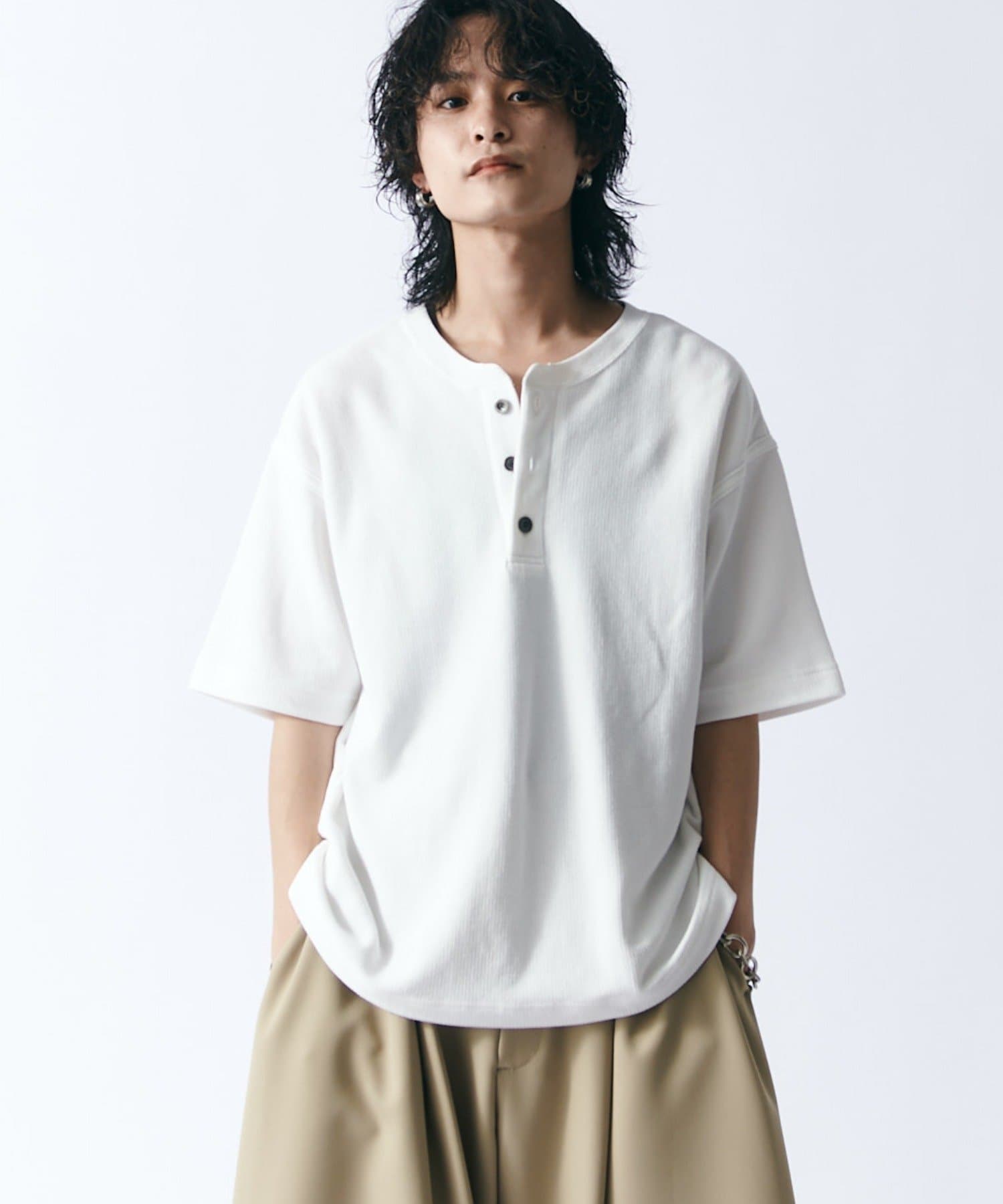 Lui's(ルイス) 鹿の子ヘンリーネックTシャツ
