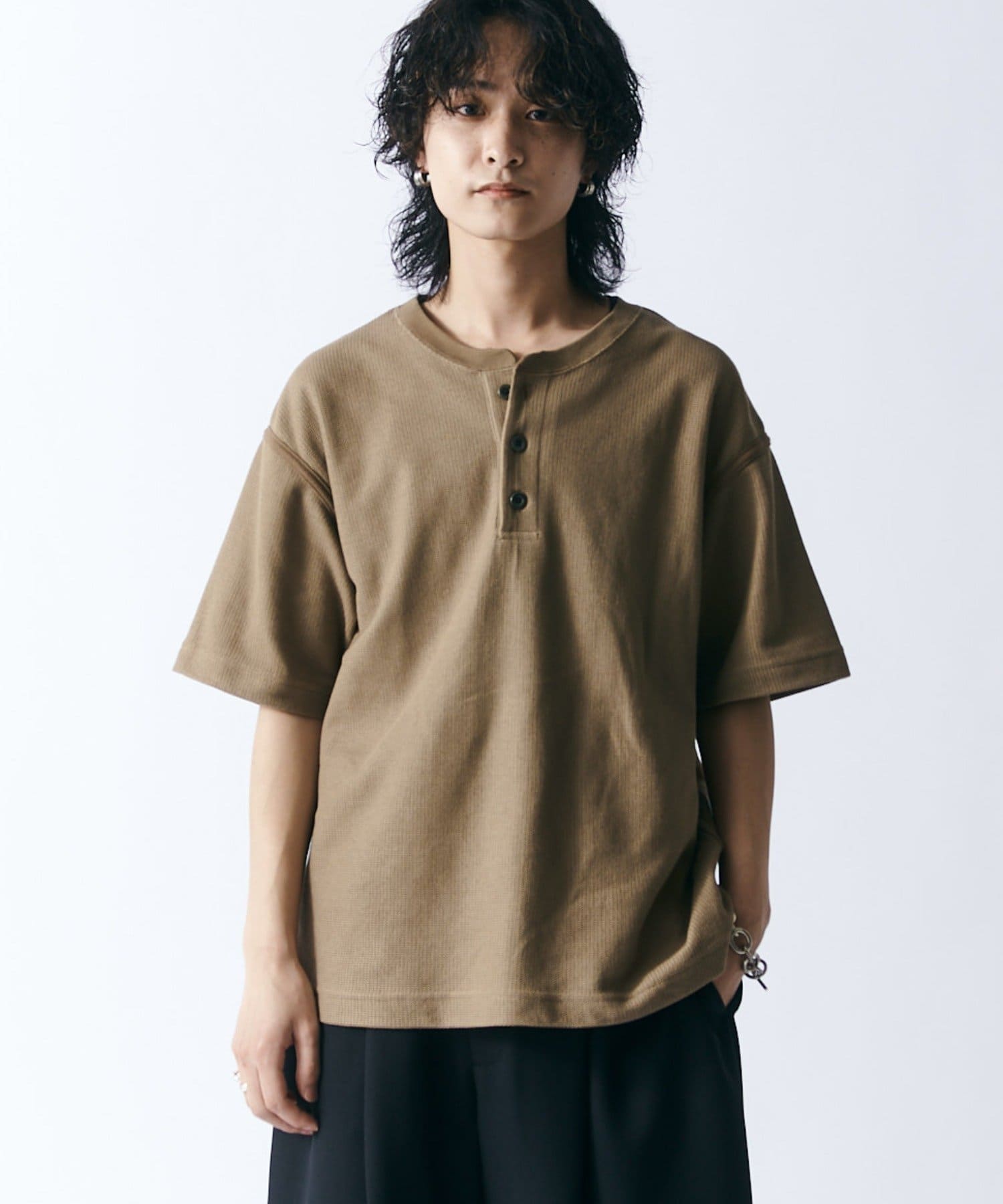Lui's(ルイス) 鹿の子ヘンリーネックTシャツ