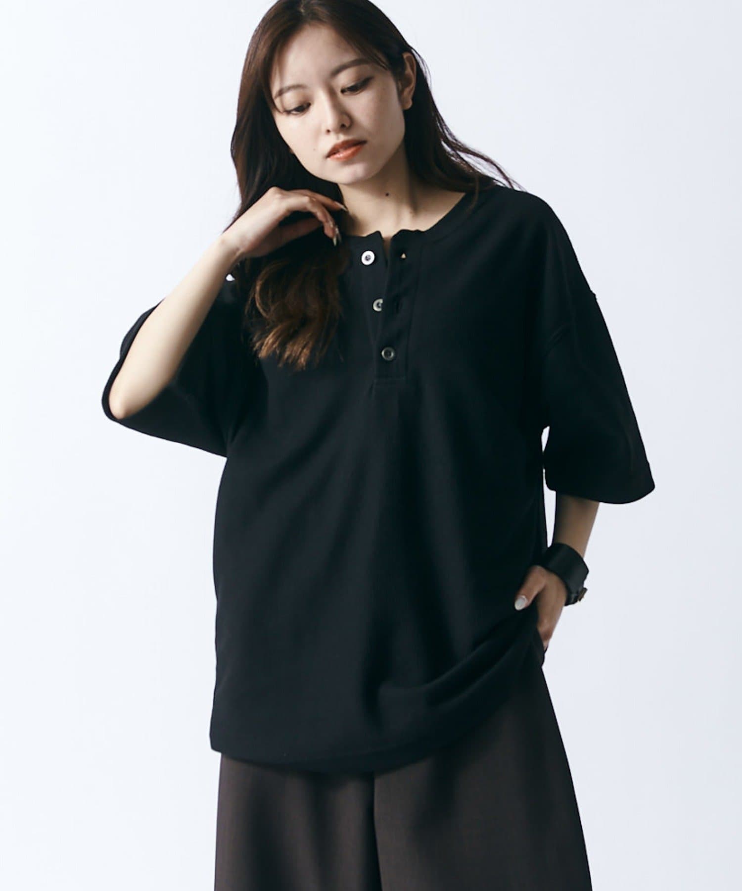 Lui's(ルイス) 鹿の子ヘンリーネックTシャツ