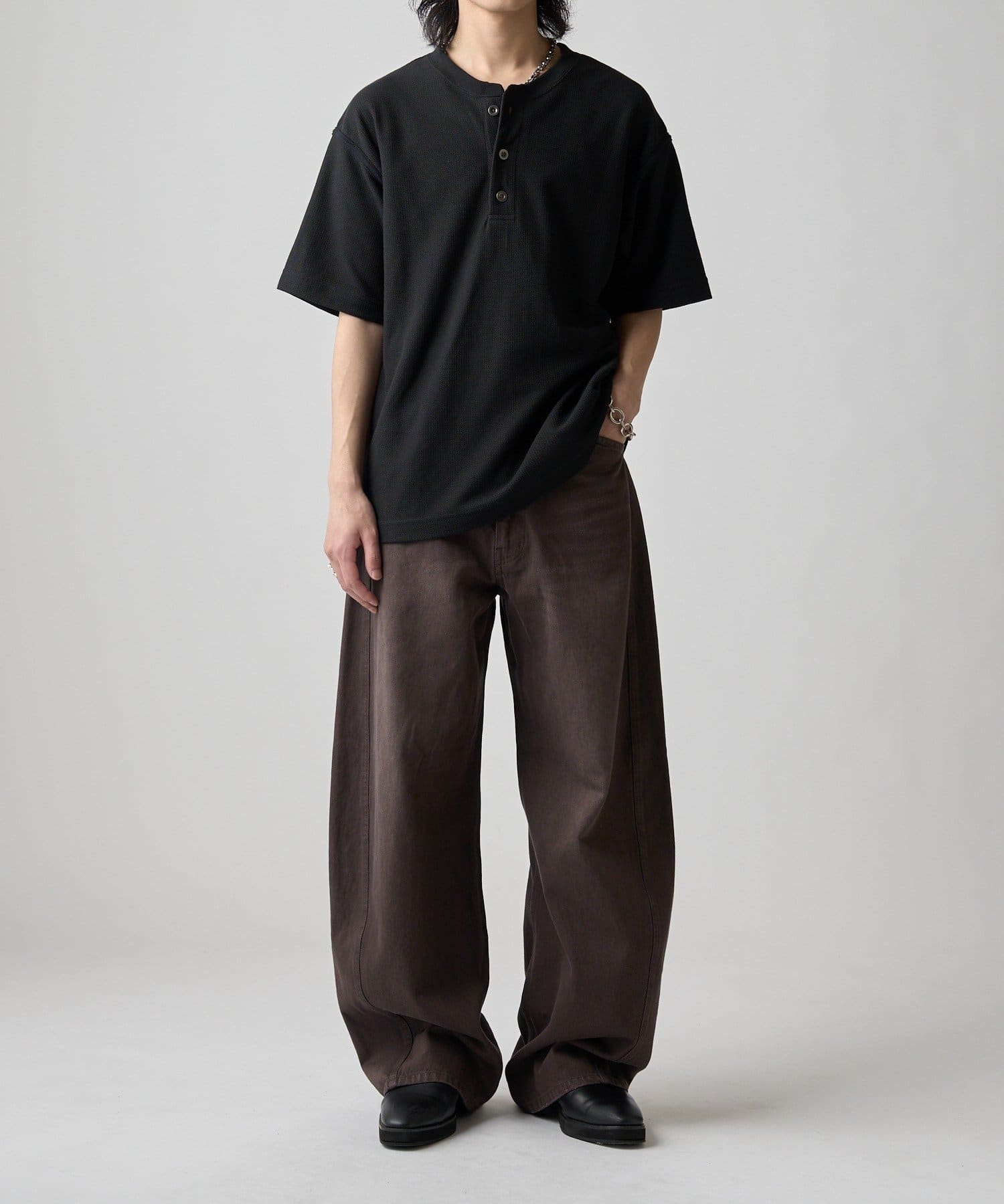 Lui's(ルイス) 鹿の子ヘンリーネックTシャツ