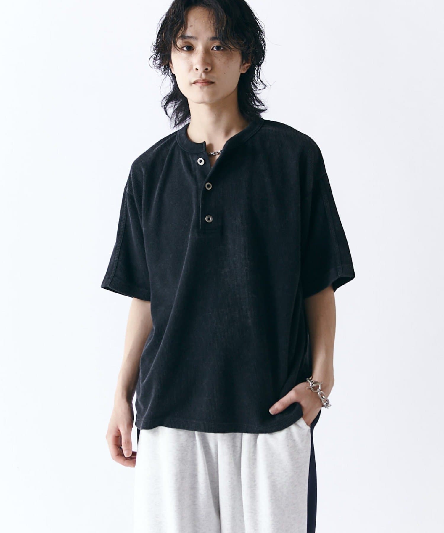 Lui's(ルイス) サーマルフェードヘンリーネックTシャツ