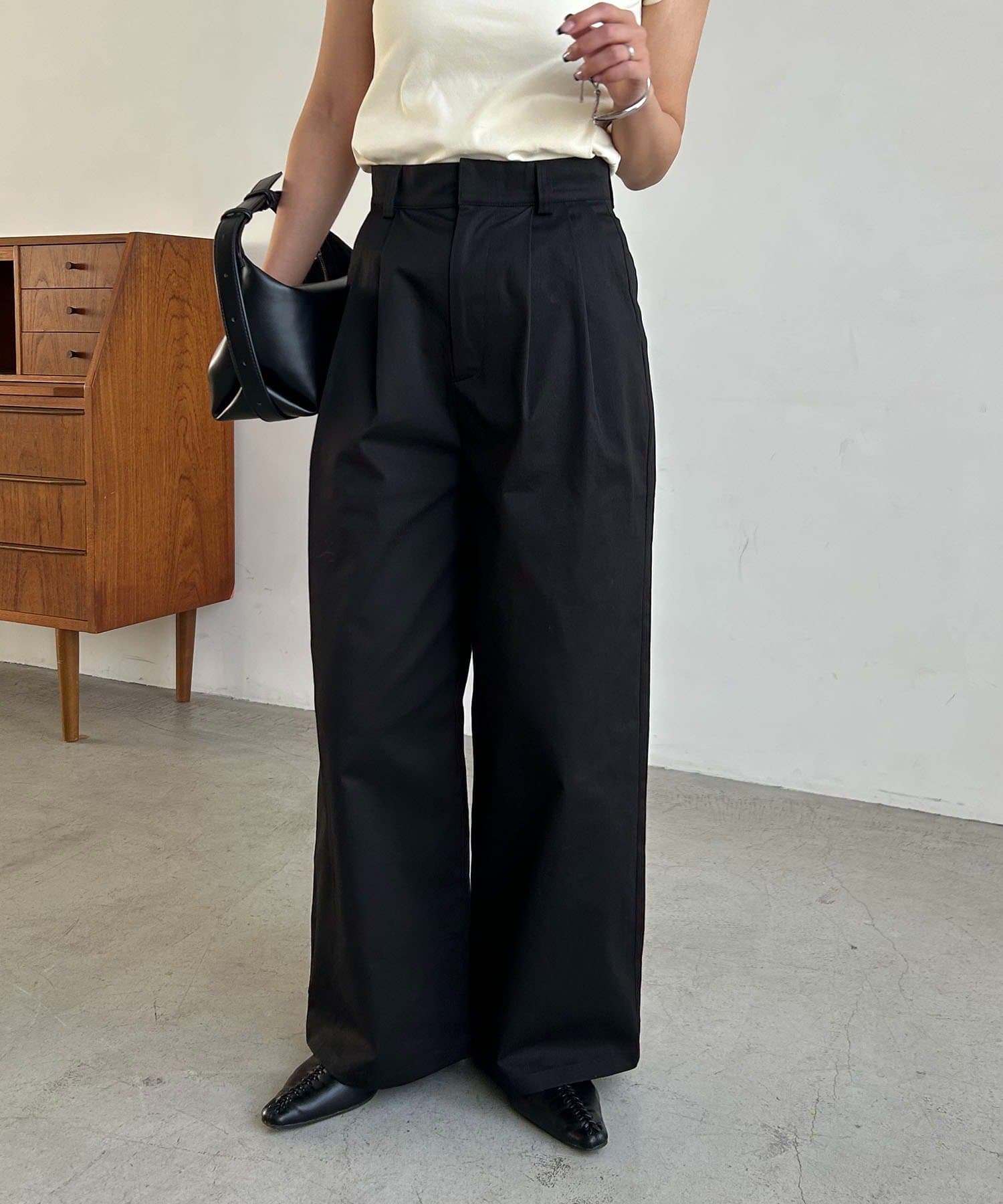 CAPRICIEUX LE'MAGE(カプリシュレマージュ) 【腰回りカバー/低身長サイズあり】2タックチノパン