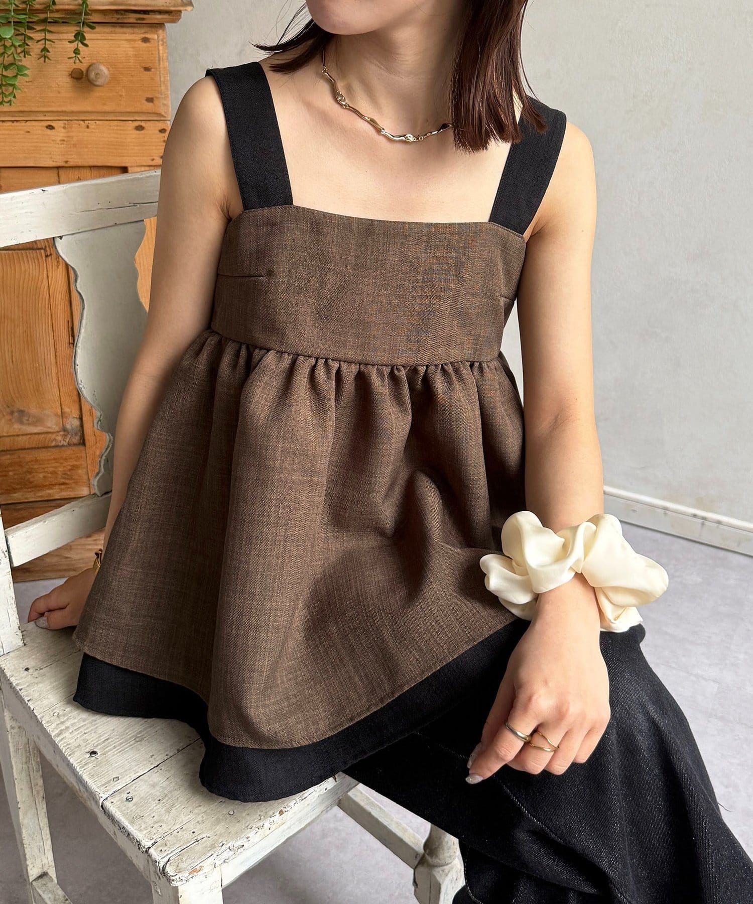 Thevon.(ゼヴォン) バイカラーレイヤードキャミチュニック