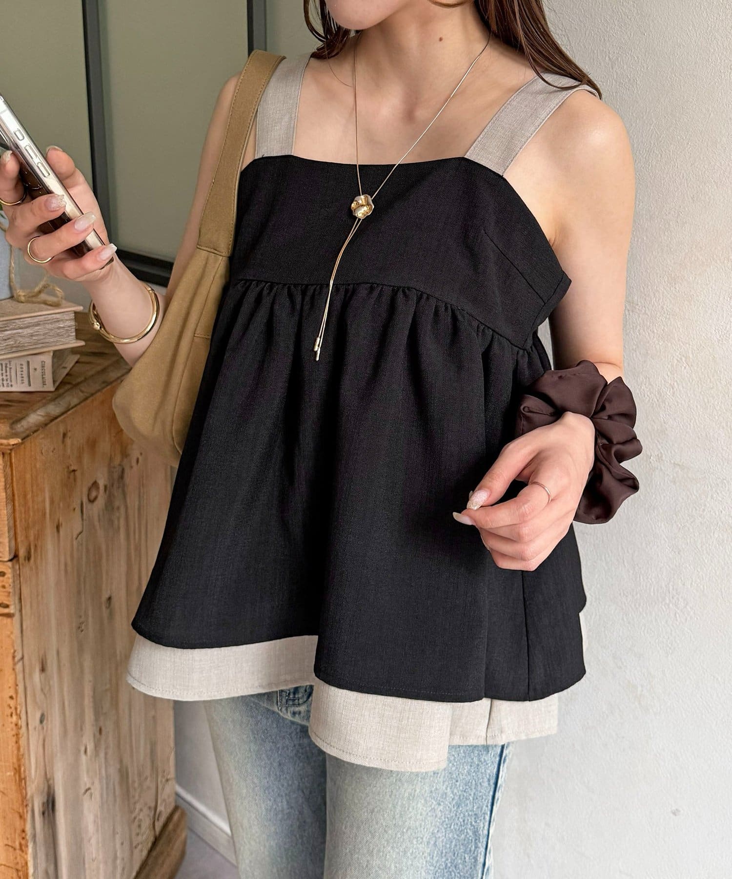 Thevon.(ゼヴォン) バイカラーレイヤードキャミチュニック