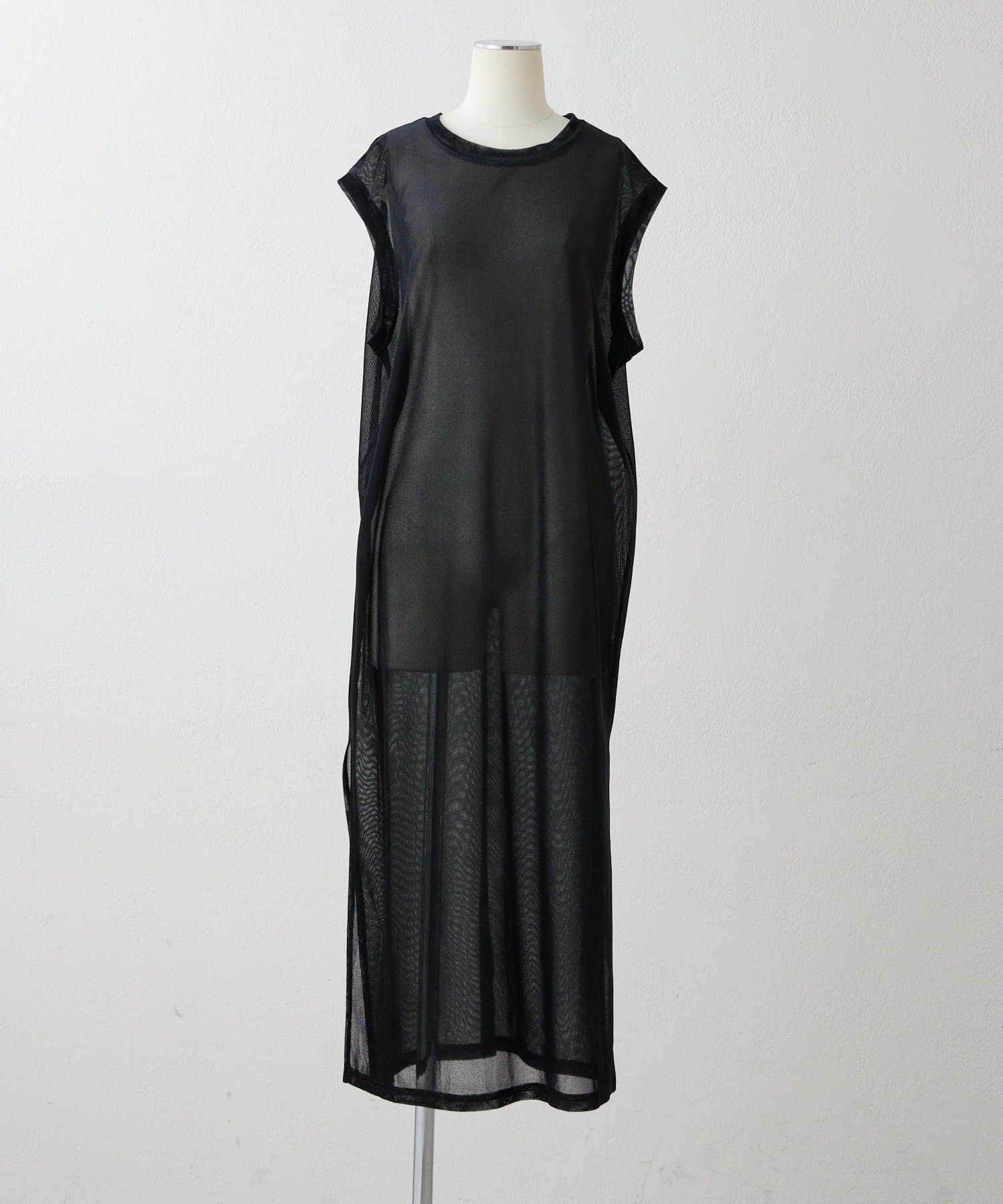 ear PAPILLONNER(イア パピヨネ) 《透け感あり/ストレッチ/レイヤード》ベロアシアーノースリーブワンピース【SUM1 STYLE(スミスタイル)】