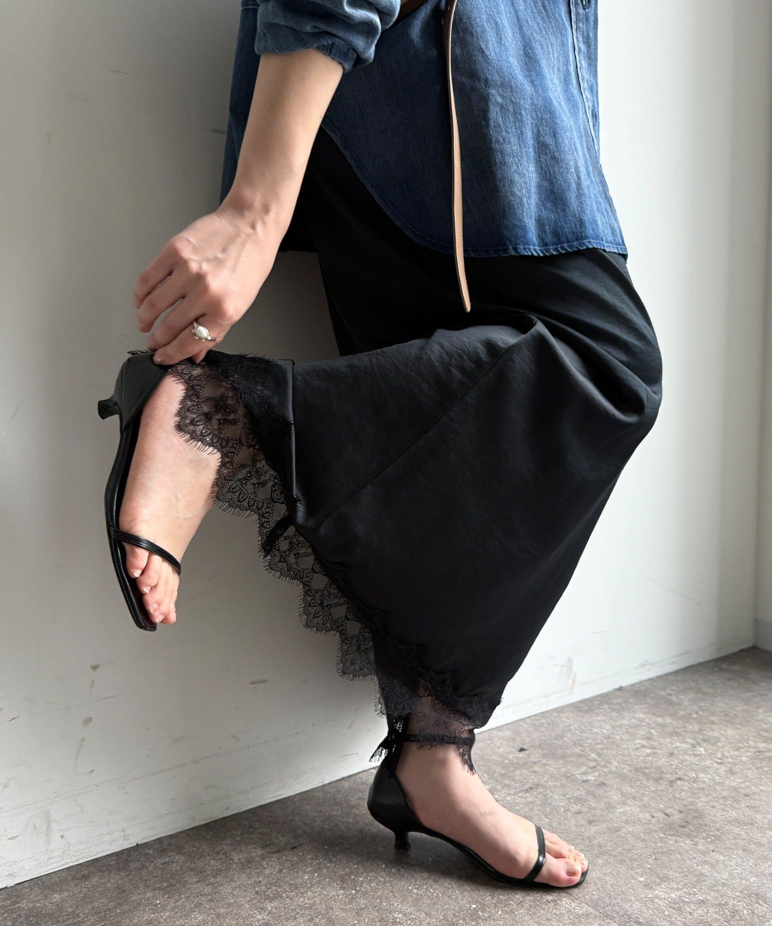 DOUDOU(ドゥドゥ) 【WEB限定】レースヘムスカート