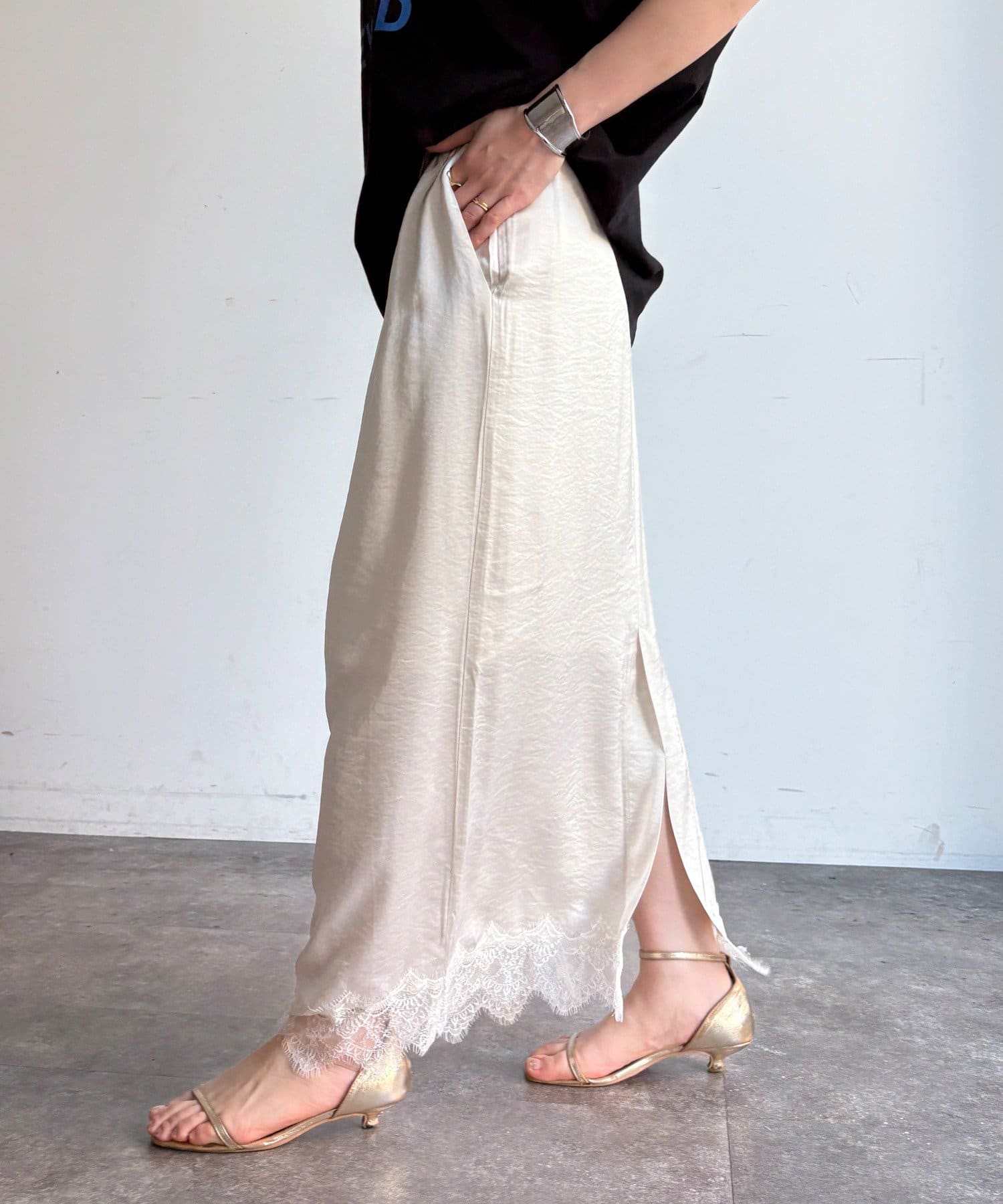 DOUDOU(ドゥドゥ) 【WEB限定】レースヘムスカート