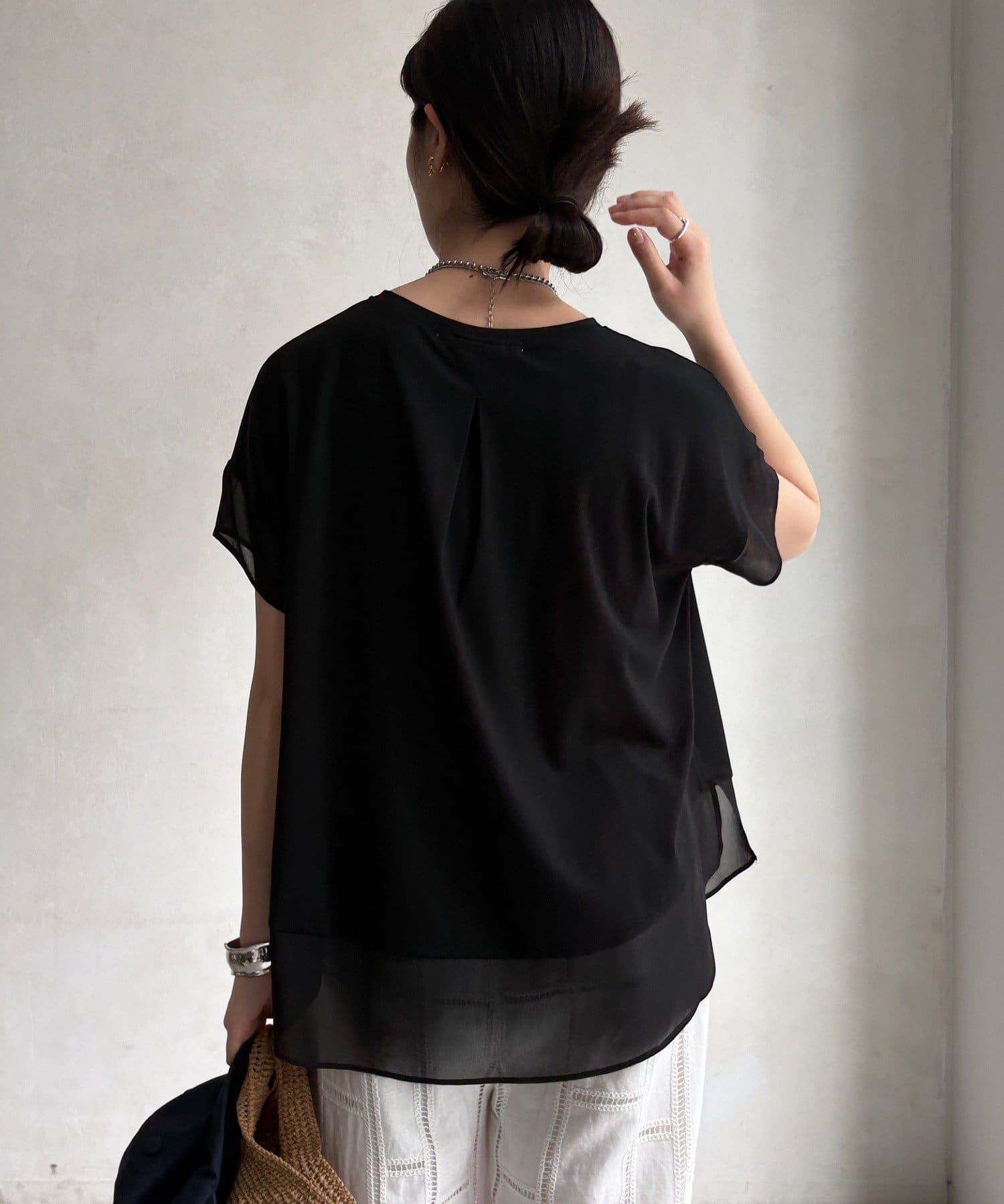 DOUDOU(ドゥドゥ) 【WEB限定】シフォン切替トップス