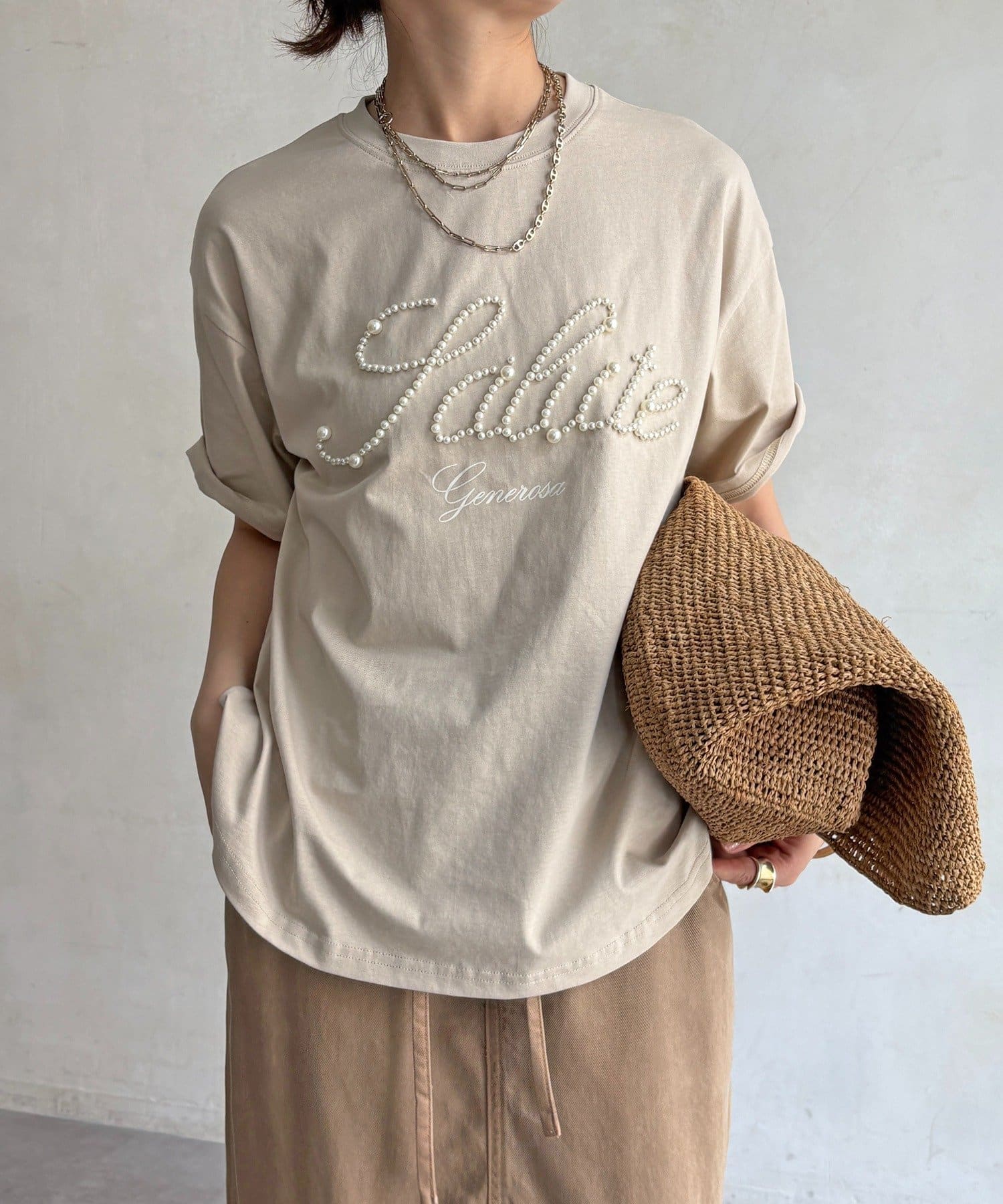 DOUDOU(ドゥドゥ) 【完売カラー再追加！】パールロゴTEE