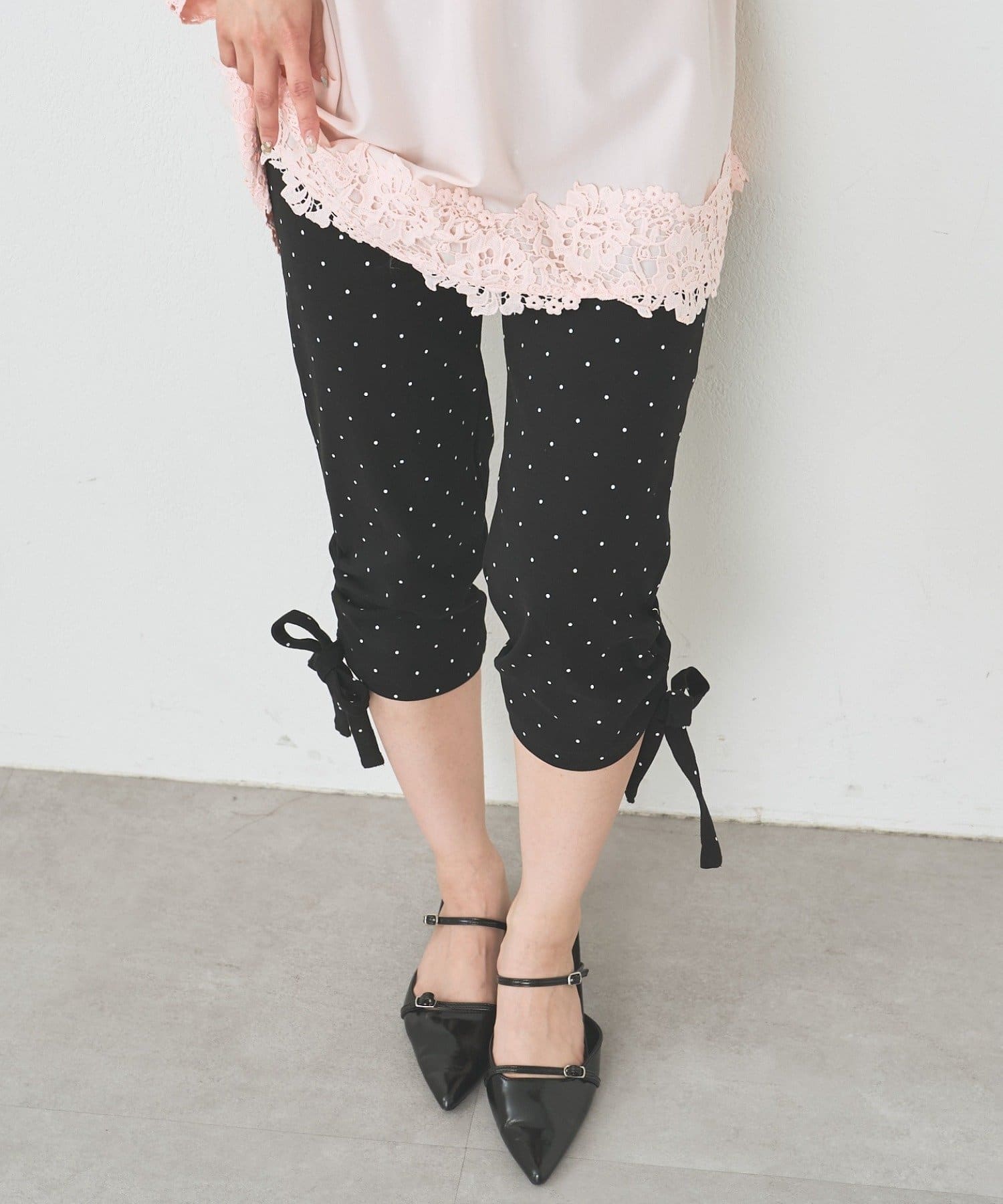 mystic(ミスティック) 裾リボンバイカーパンツ