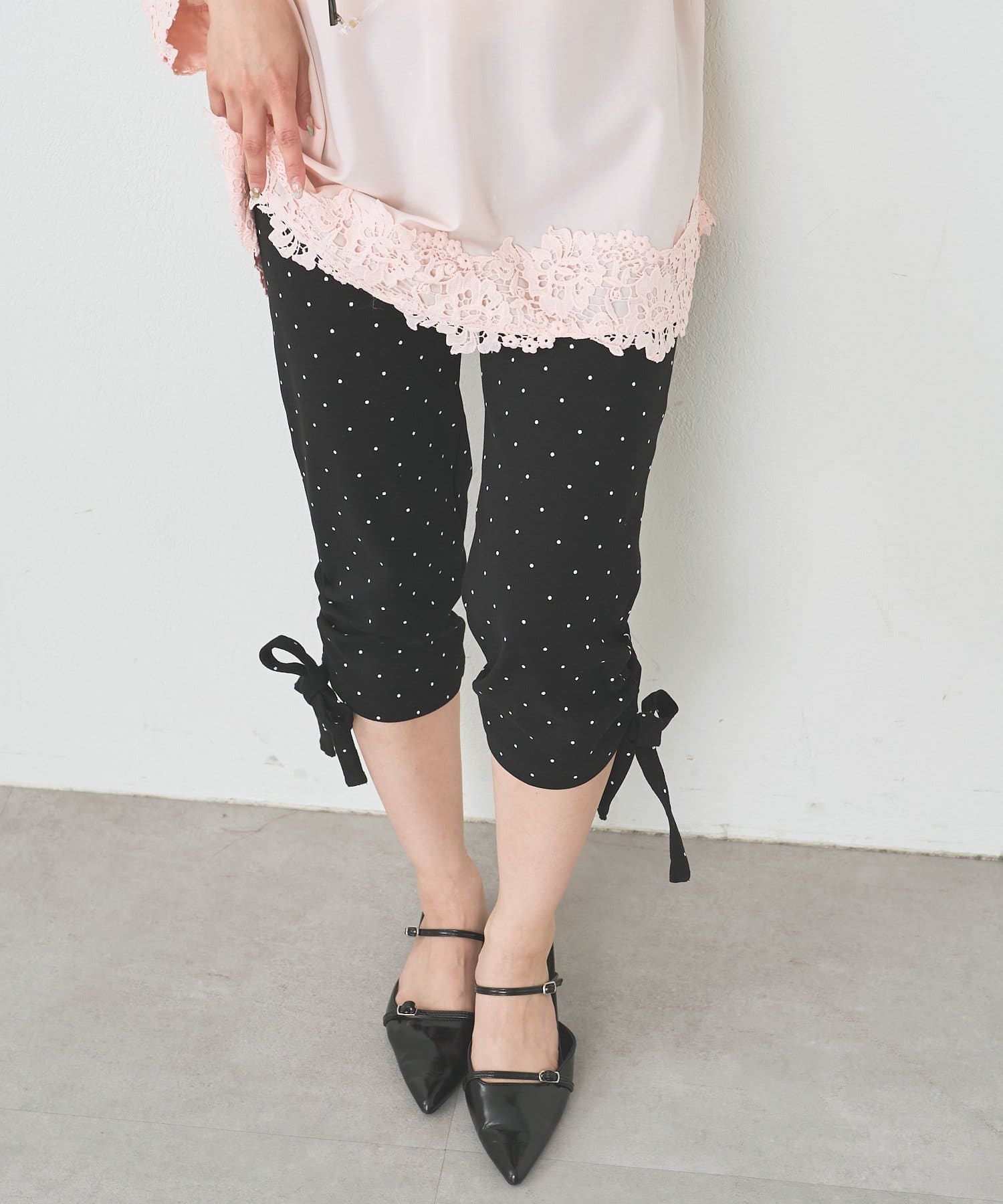 mystic(ミスティック) 裾リボンバイカーパンツ