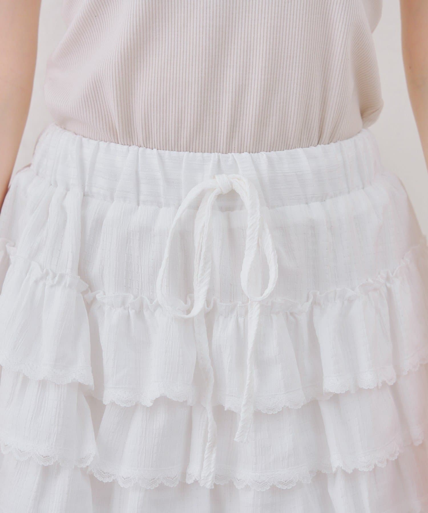 NICE CLAUP / OLIVE des OLIVE OUTLET(ナイスクラップ  / オリーブ デ オリーブ アウトレット) 【continuer】ふんわり揺れる、ティアードフリルミニスカート