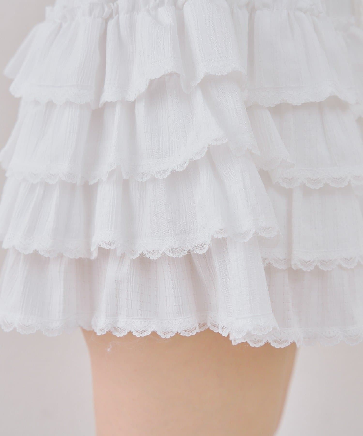 NICE CLAUP / OLIVE des OLIVE OUTLET(ナイスクラップ  / オリーブ デ オリーブ アウトレット) 【continuer】ふんわり揺れる、ティアードフリルミニスカート