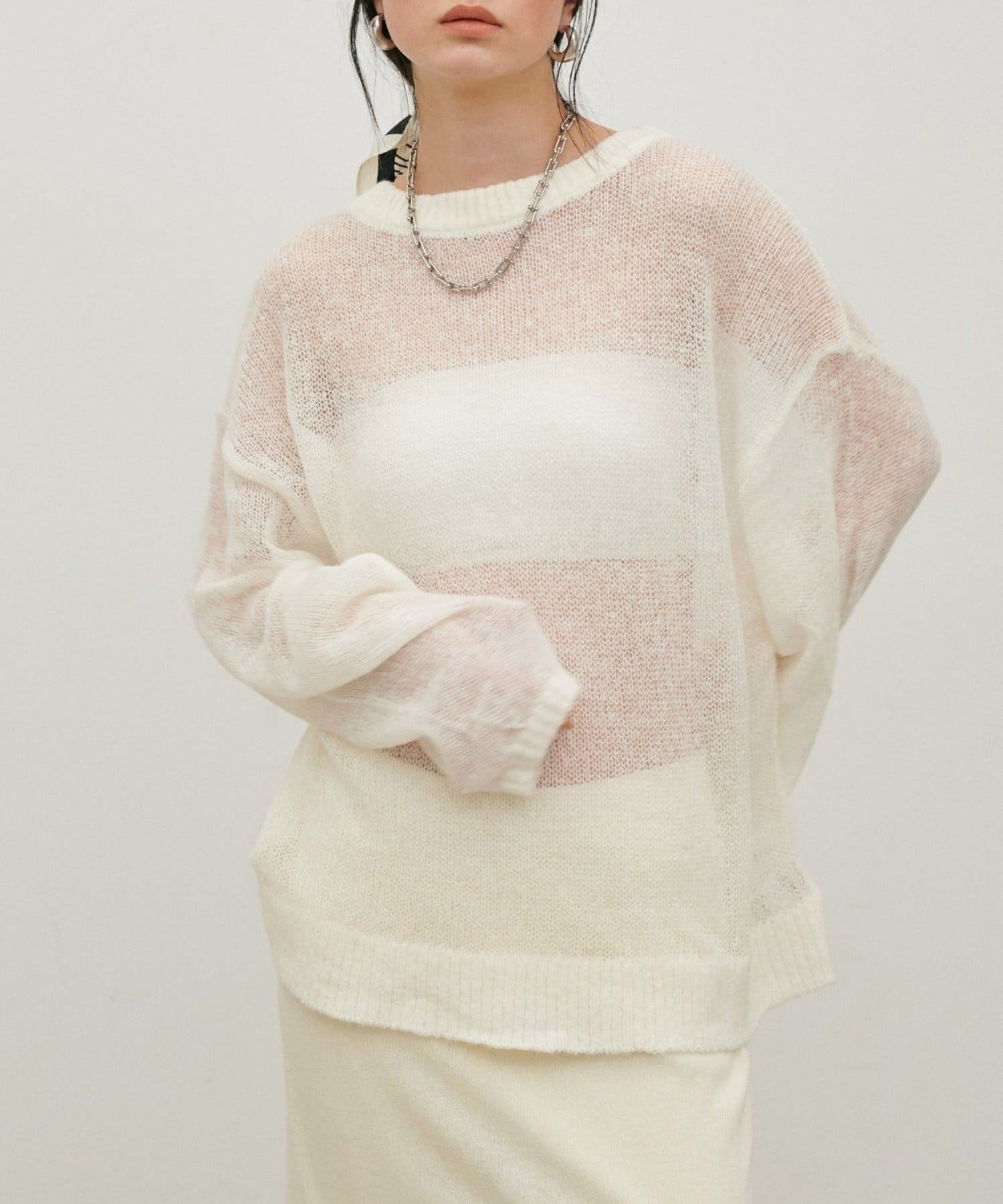 NICE CLAUP / OLIVE des OLIVE OUTLET(ナイスクラップ  / オリーブ デ オリーブ アウトレット) 【LARUTA】モヘア透かし編みプルオーバー