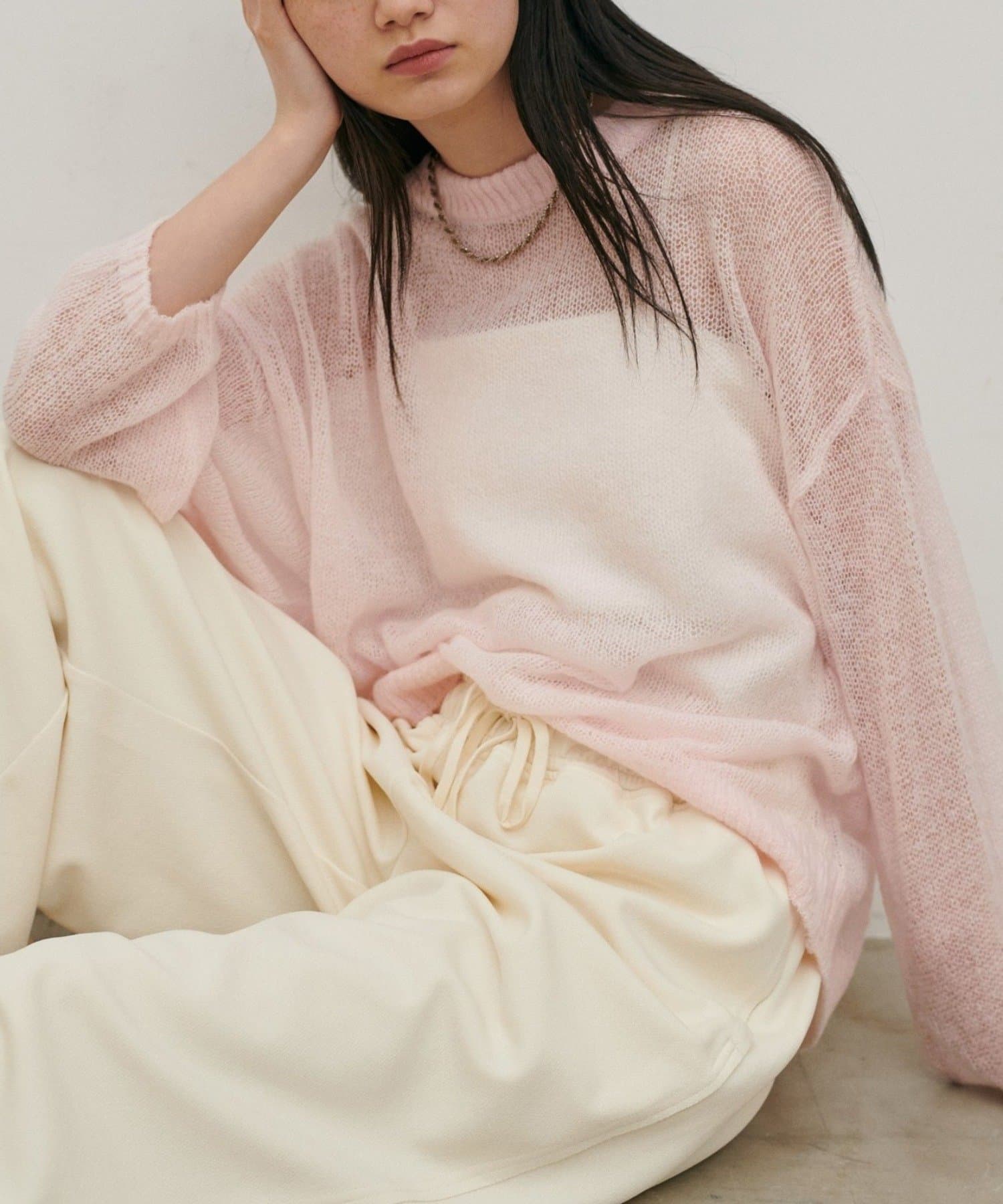 NICE CLAUP / OLIVE des OLIVE OUTLET(ナイスクラップ  / オリーブ デ オリーブ アウトレット) 【LARUTA】モヘア透かし編みプルオーバー