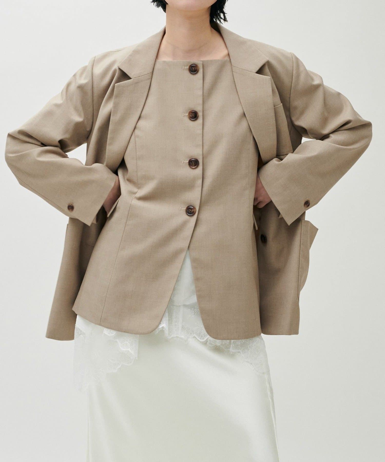 NICE CLAUP / OLIVE des OLIVE OUTLET(ナイスクラップ  / オリーブ デ オリーブ アウトレット) 【LARUTA】スクエア2WAYジレ