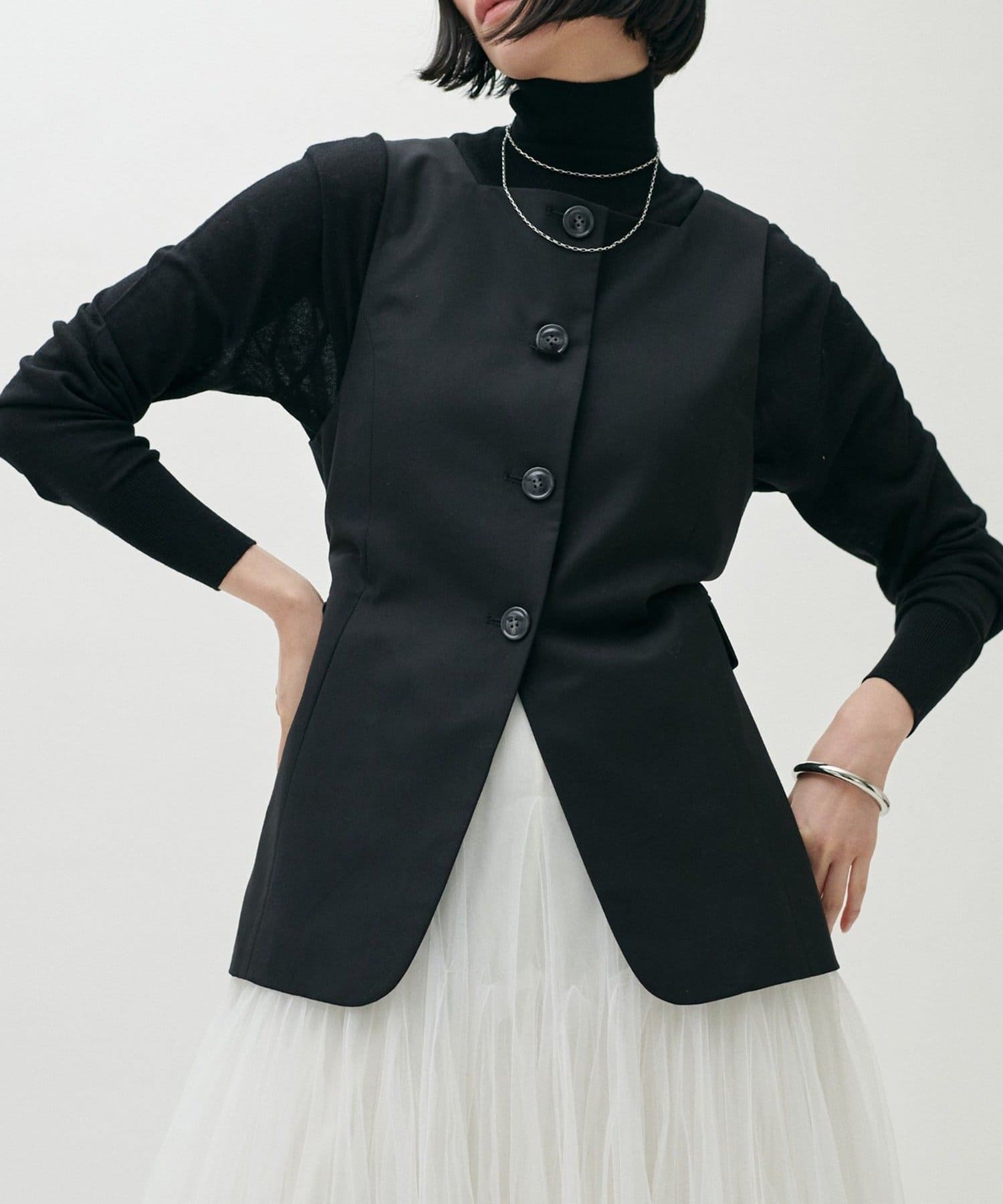 NICE CLAUP / OLIVE des OLIVE OUTLET(ナイスクラップ  / オリーブ デ オリーブ アウトレット) 【LARUTA】スクエア2WAYジレ