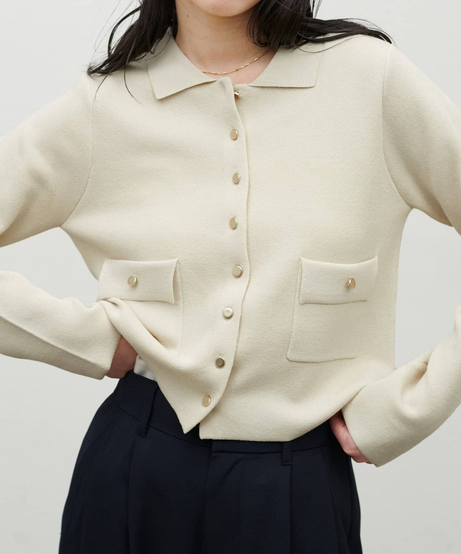 NICE CLAUP / OLIVE des OLIVE OUTLET(ナイスクラップ  / オリーブ デ オリーブ アウトレット) 【LARUTA】衿付きニットジャケット