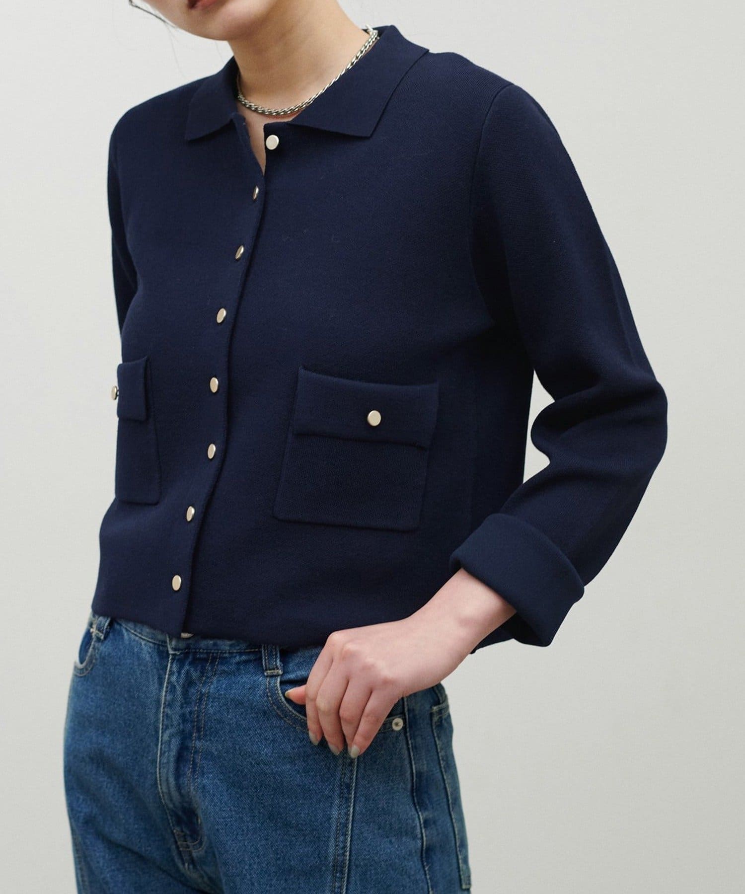 NICE CLAUP / OLIVE des OLIVE OUTLET(ナイスクラップ  / オリーブ デ オリーブ アウトレット) 【LARUTA】衿付きニットジャケット