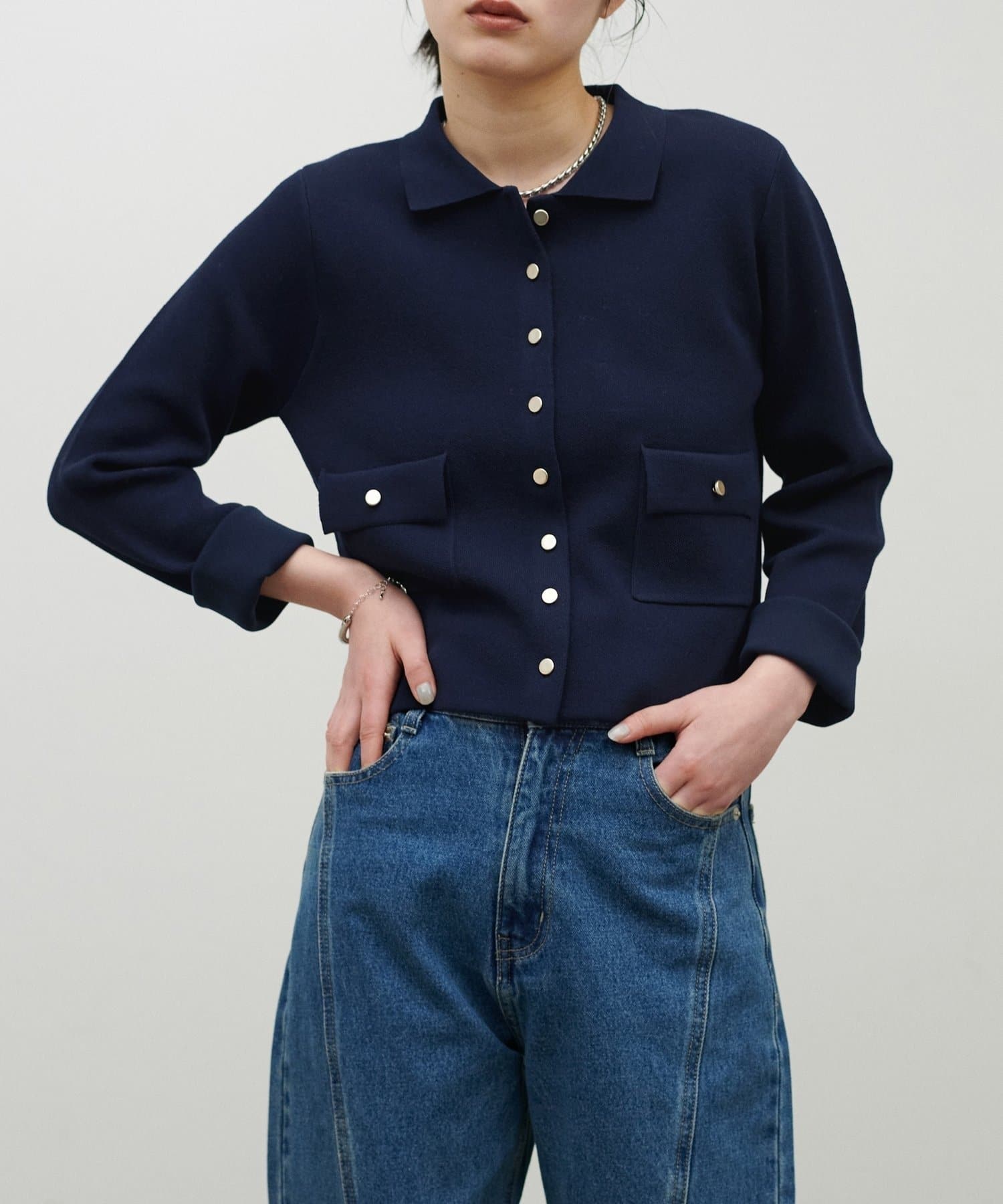 NICE CLAUP / OLIVE des OLIVE OUTLET(ナイスクラップ  / オリーブ デ オリーブ アウトレット) 【LARUTA】衿付きニットジャケット