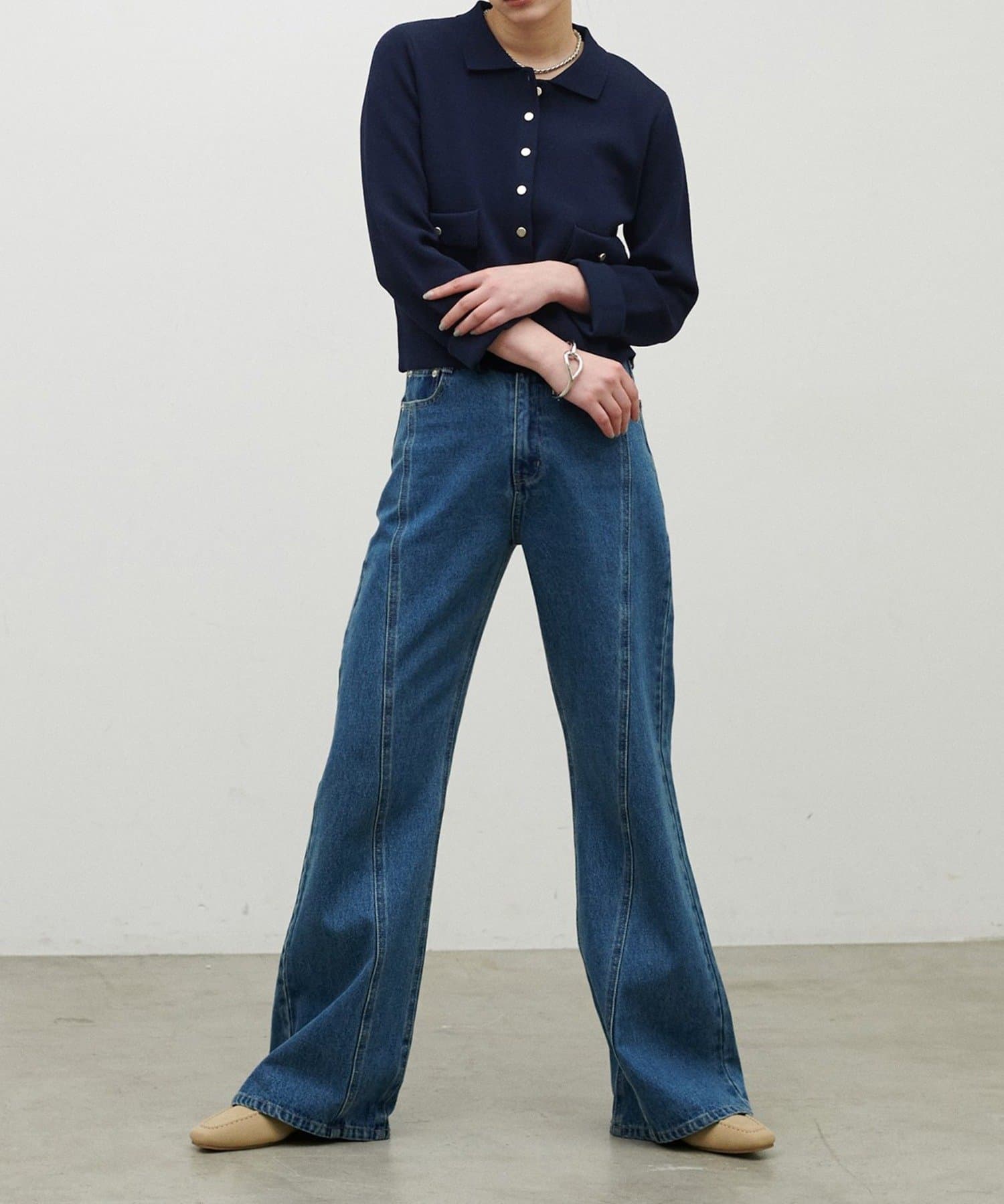 NICE CLAUP / OLIVE des OLIVE OUTLET(ナイスクラップ  / オリーブ デ オリーブ アウトレット) 【LARUTA】衿付きニットジャケット