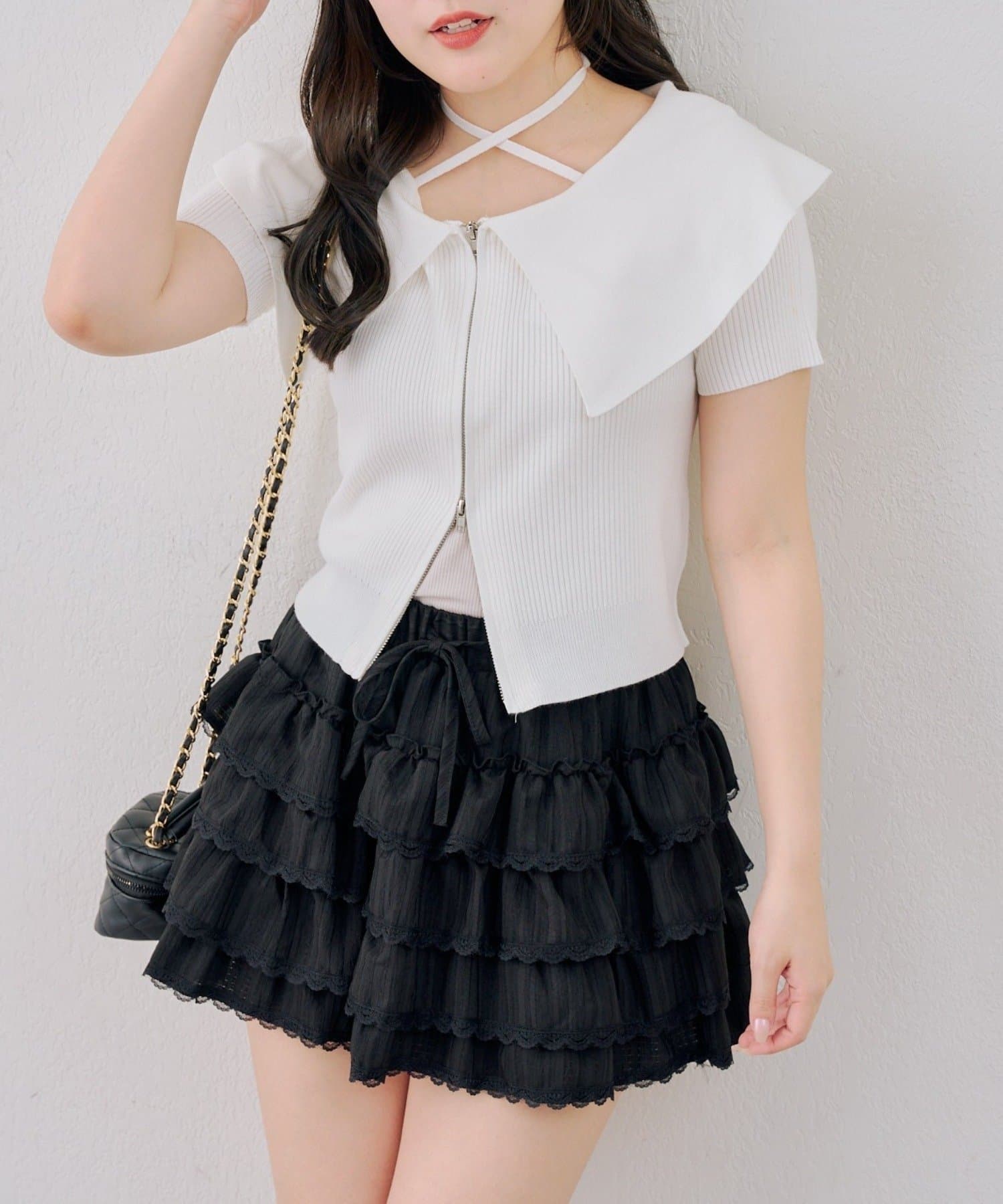 NICE CLAUP / OLIVE des OLIVE OUTLET(ナイスクラップ  / オリーブ デ オリーブ アウトレット) 【continuer】WジップBIG衿カーディガン