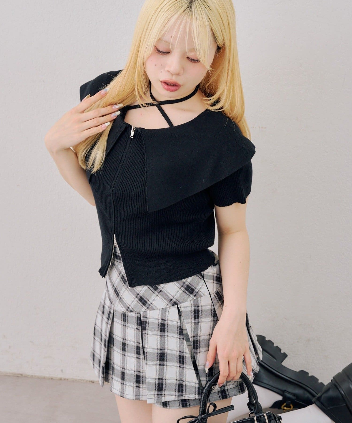 NICE CLAUP / OLIVE des OLIVE OUTLET(ナイスクラップ  / オリーブ デ オリーブ アウトレット) 【continuer】WジップBIG衿カーディガン