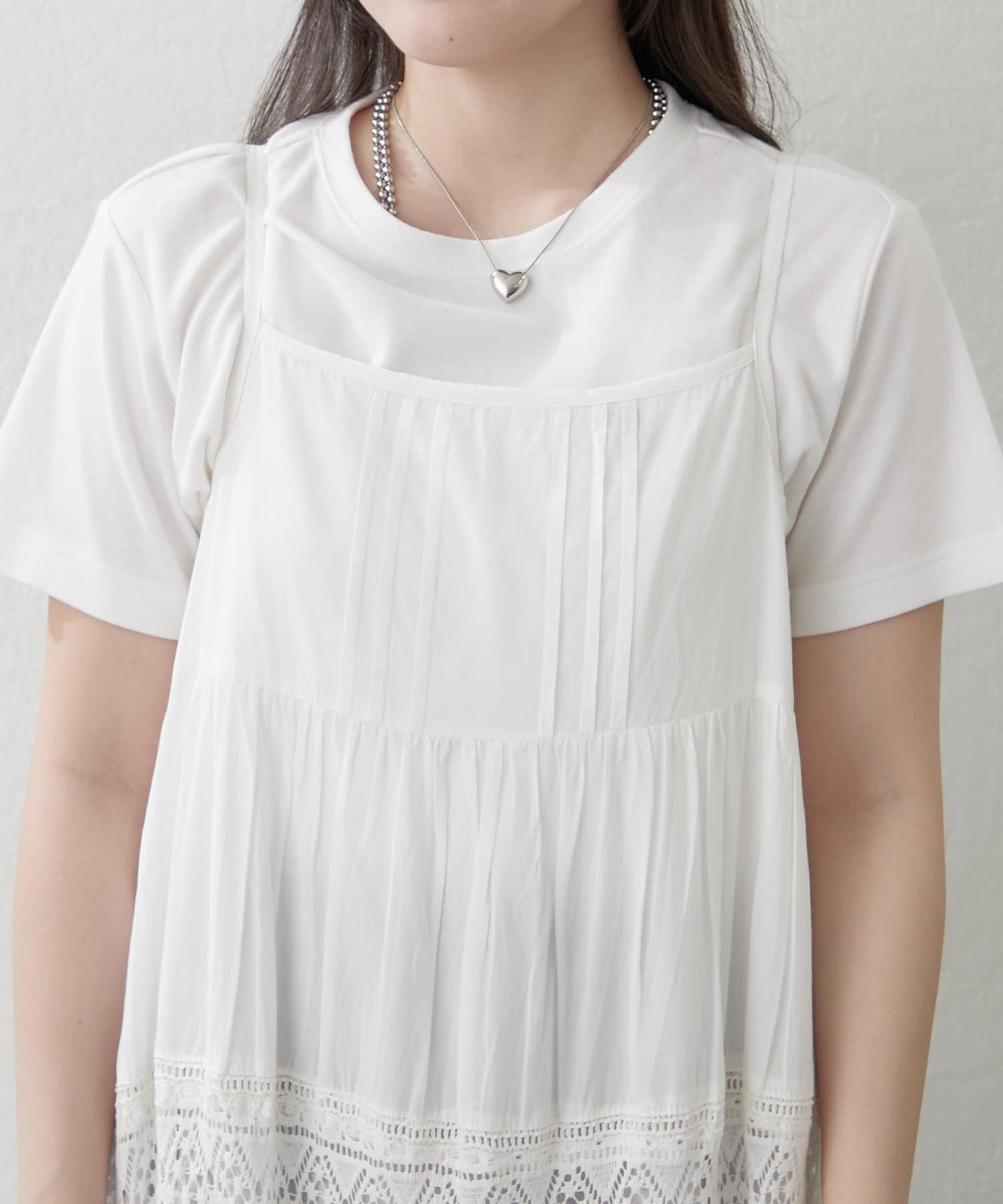 Remind me and forever(リマインドミーアンドフォーエバー) レース切替キャミワンピース