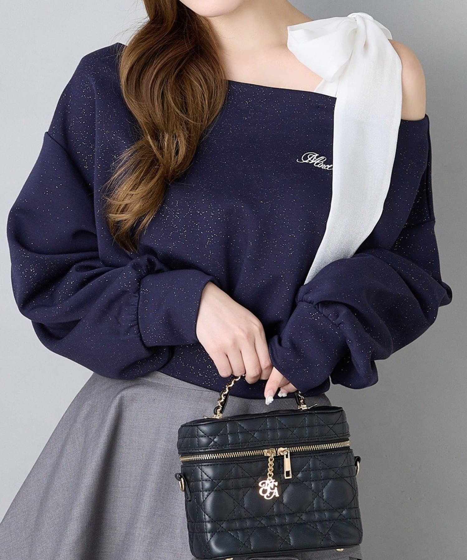 NICE CLAUP / OLIVE des OLIVE OUTLET(ナイスクラップ  / オリーブ デ オリーブ アウトレット) 【one after another】肩リボントップス