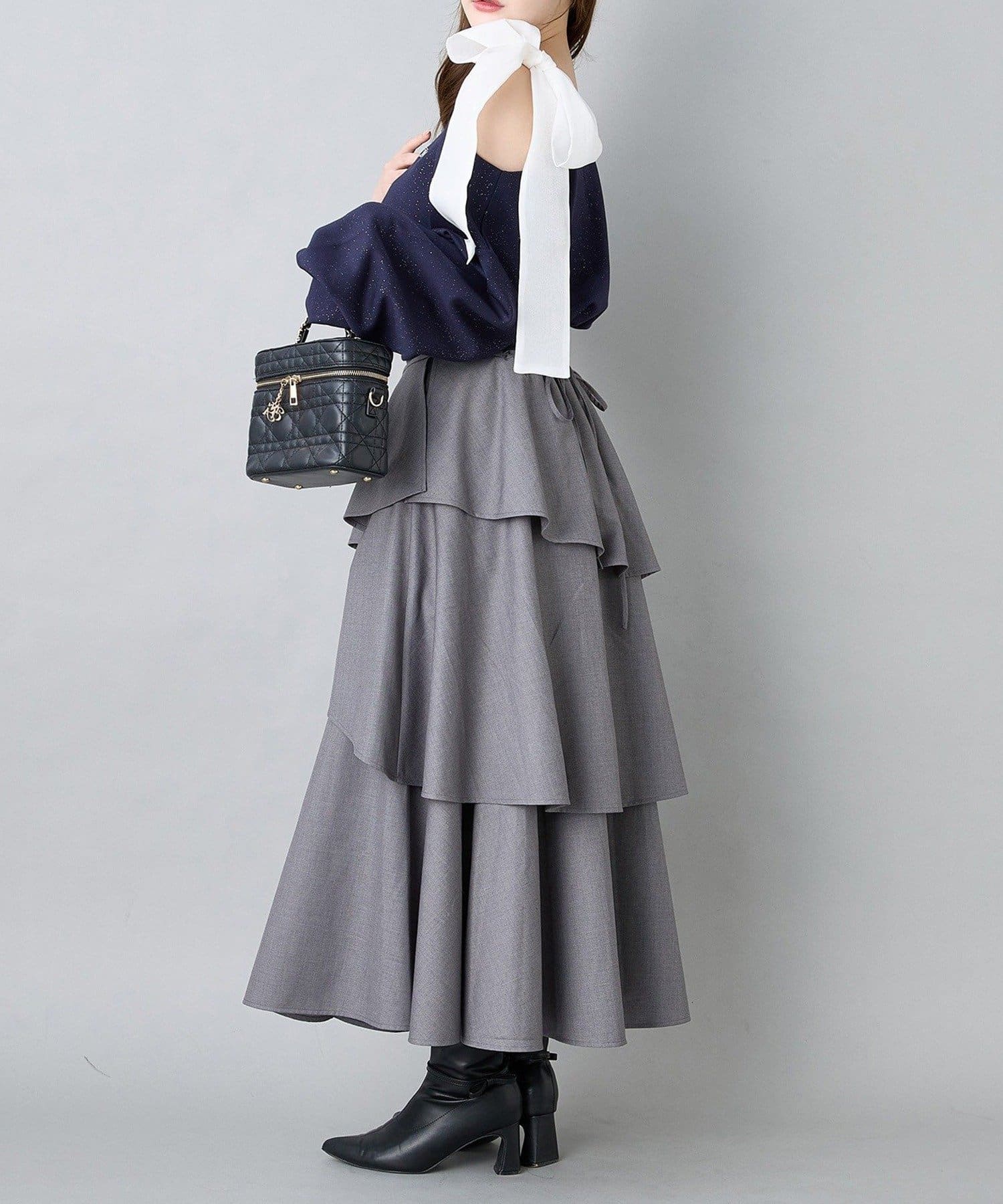 NICE CLAUP / OLIVE des OLIVE OUTLET(ナイスクラップ  / オリーブ デ オリーブ アウトレット) 【one after another】肩リボントップス