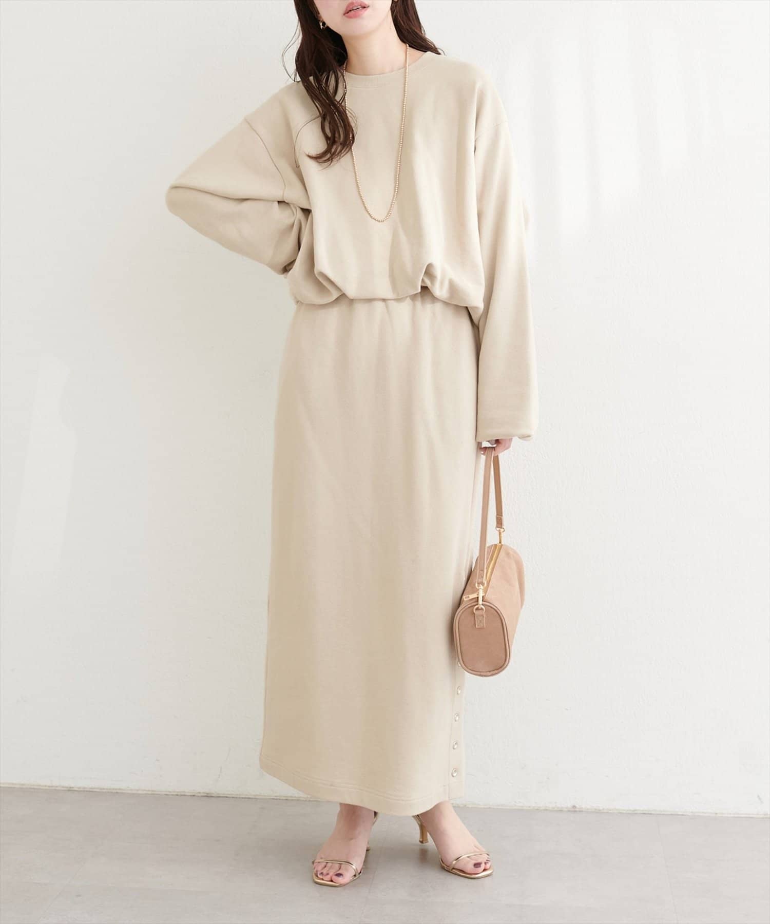 NICE CLAUP / OLIVE des OLIVE OUTLET(ナイスクラップ  / オリーブ デ オリーブ アウトレット) 【natural couture】スリット釦ナロースカート