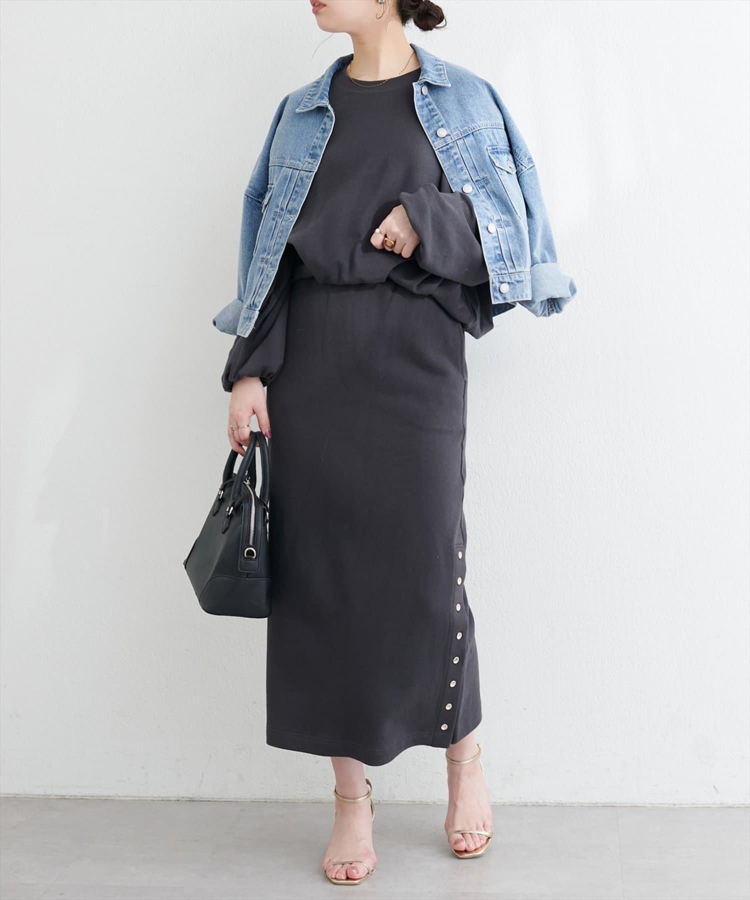 NICE CLAUP / OLIVE des OLIVE OUTLET(ナイスクラップ  / オリーブ デ オリーブ アウトレット) 【natural couture】スリット釦ナロースカート