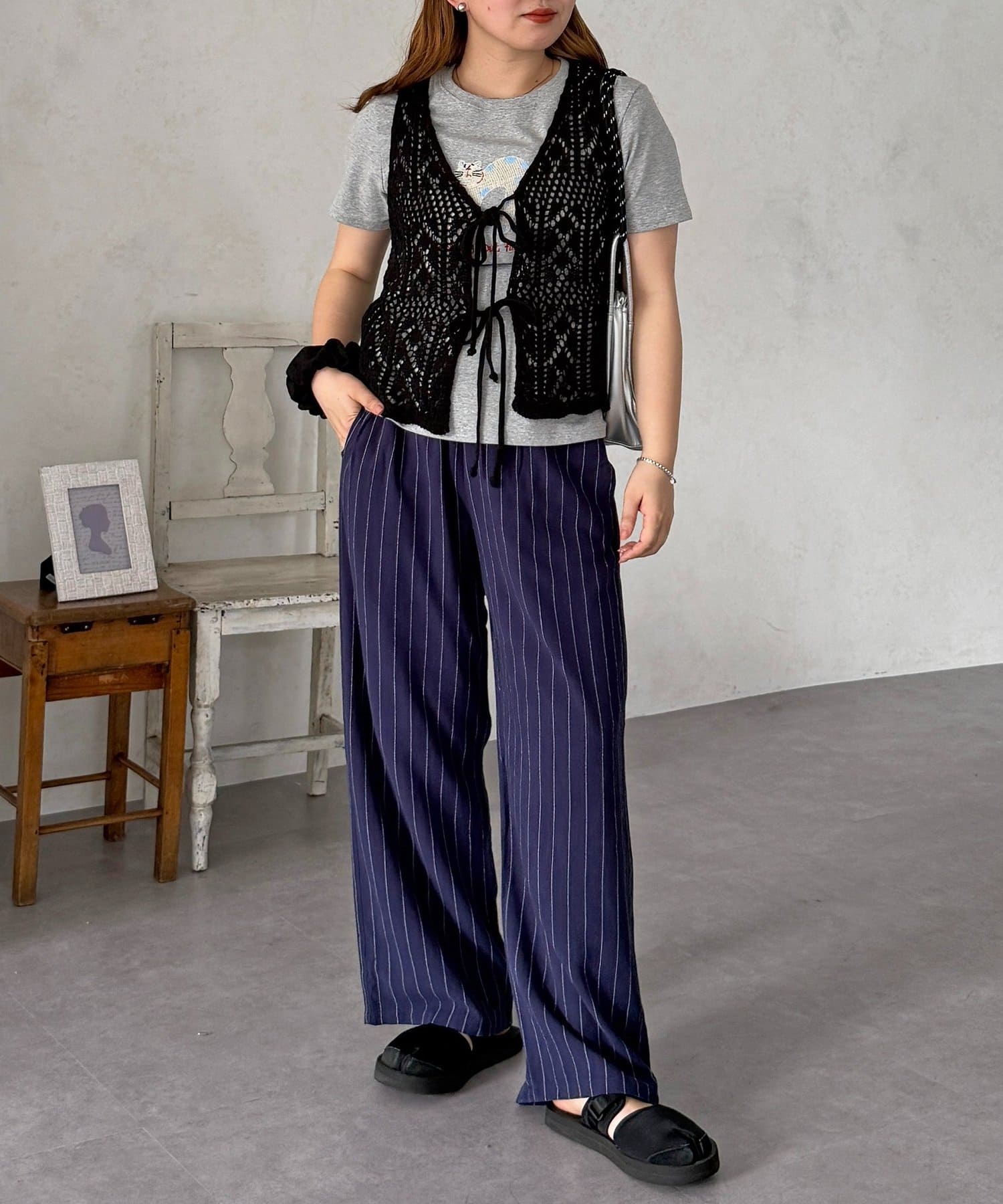 CPCM(シーピーシーエム) 前リボンかぎ編みビスチェ