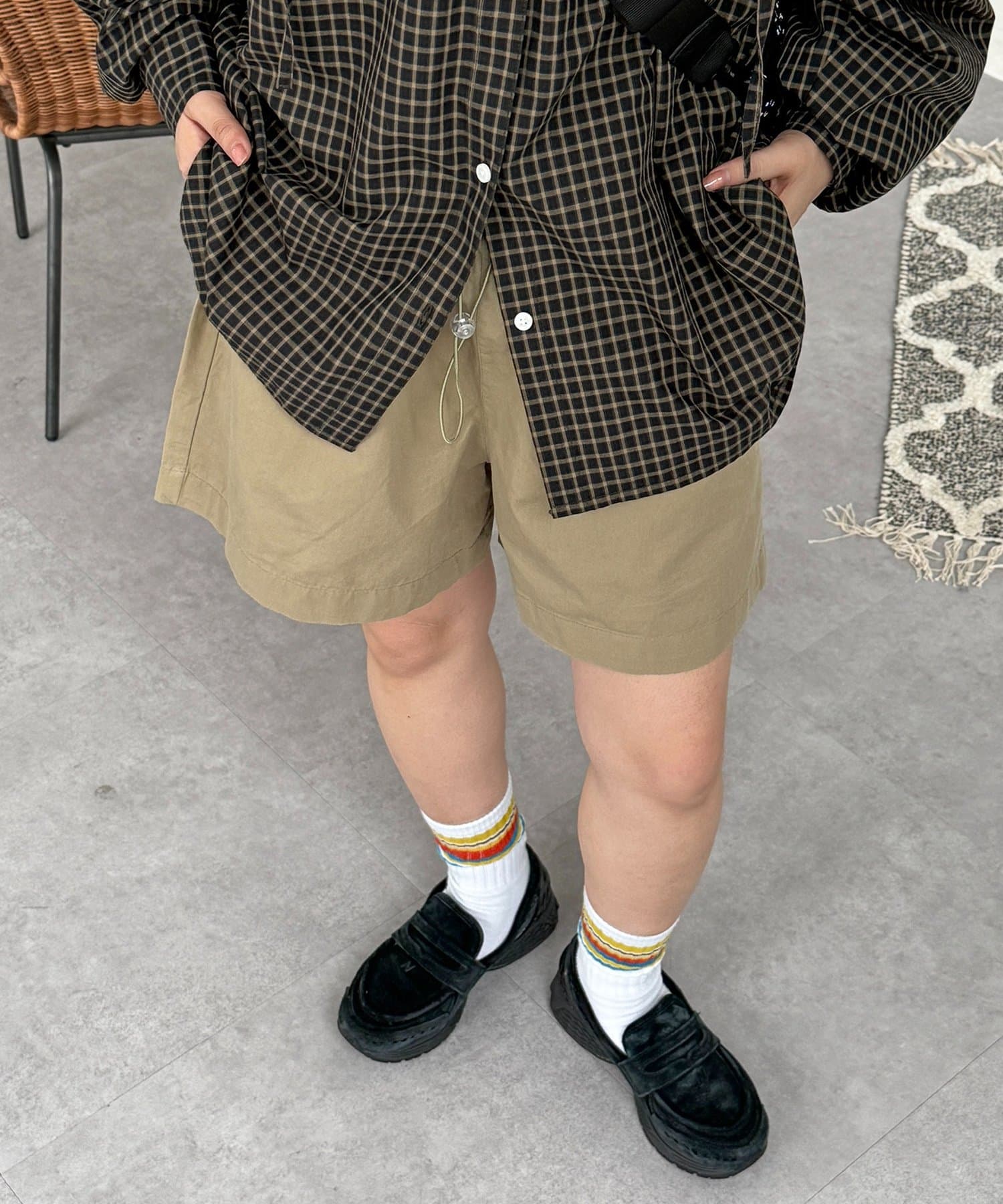 CPCM(シーピーシーエム) ウエストドロストツイルハーフパンツ