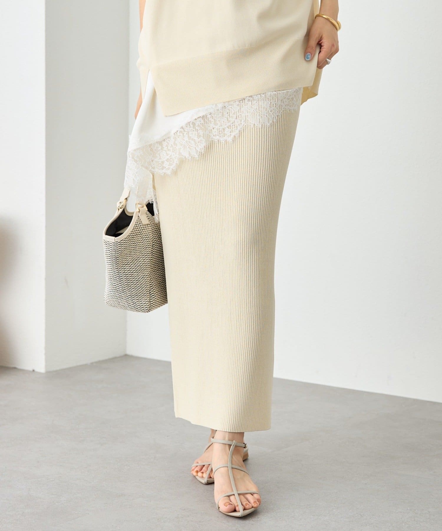 RIVE DROITE(リヴドロワ) 予約【ひんやりタッチ・セットアップ対応可】レーヨン混リブタイトSK