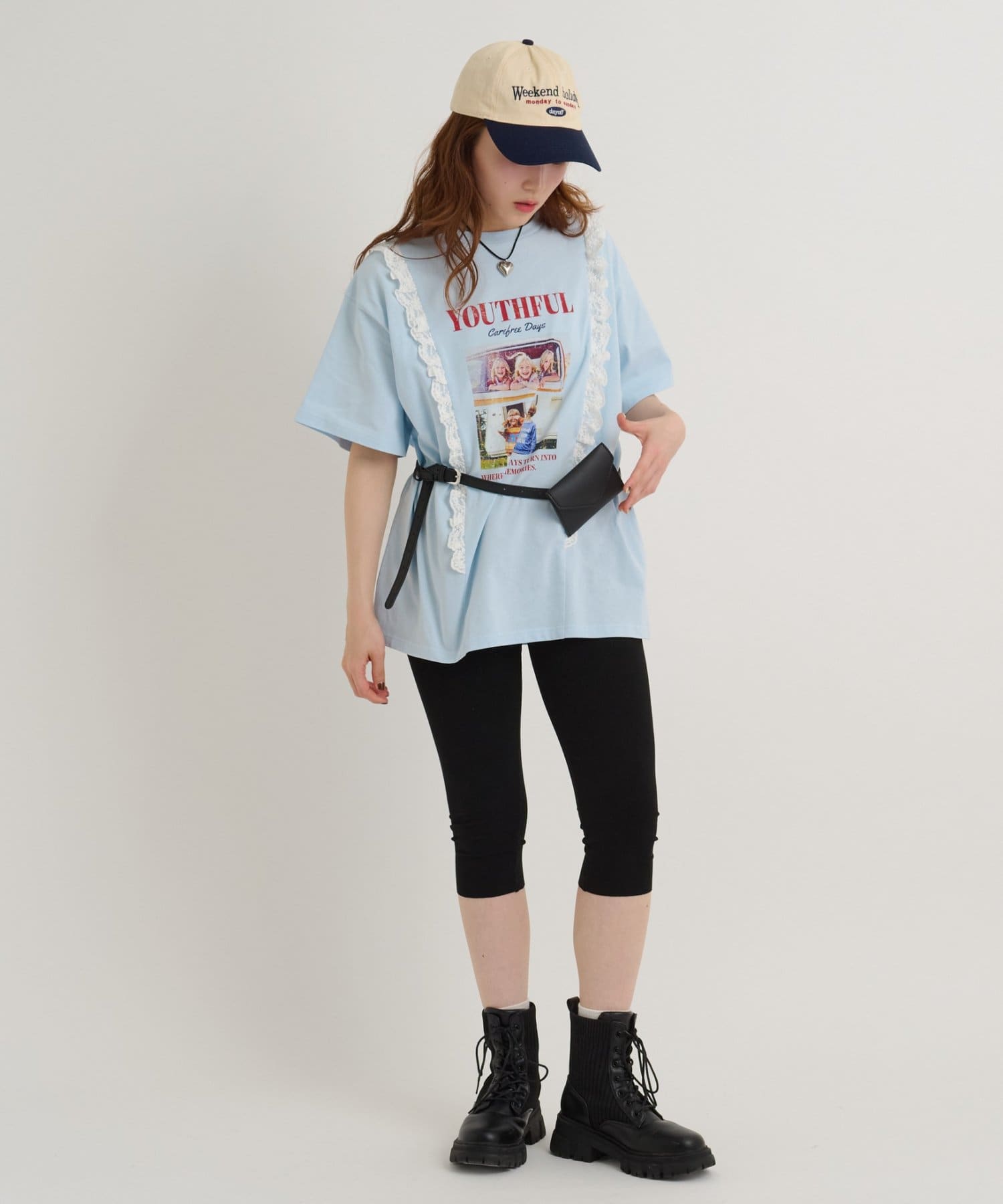 w closet(ダブルクローゼット) ロゴレースビッグT
