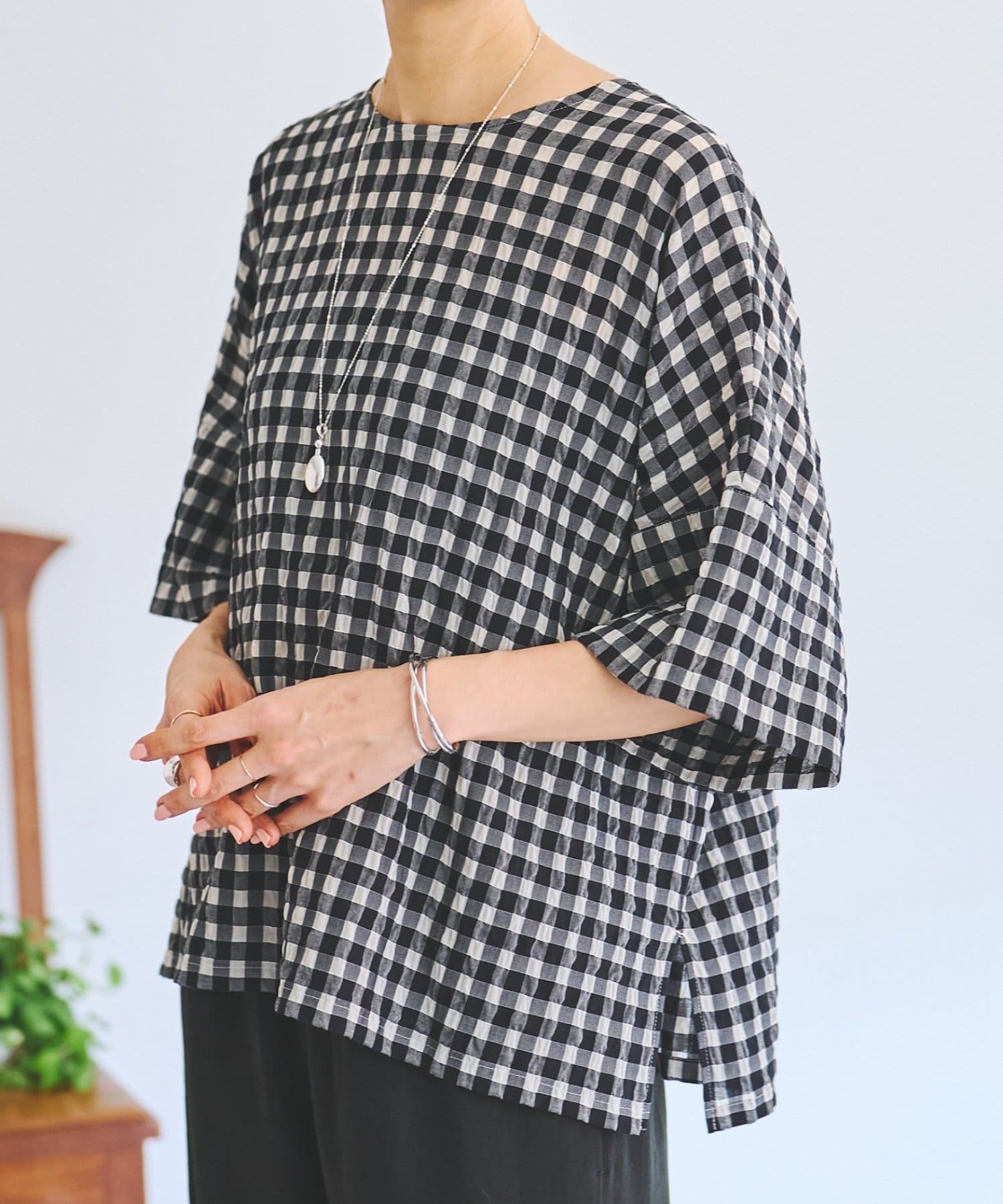 BEARDSLEY(ビアズリー) シアーギンガム前後ブラウス