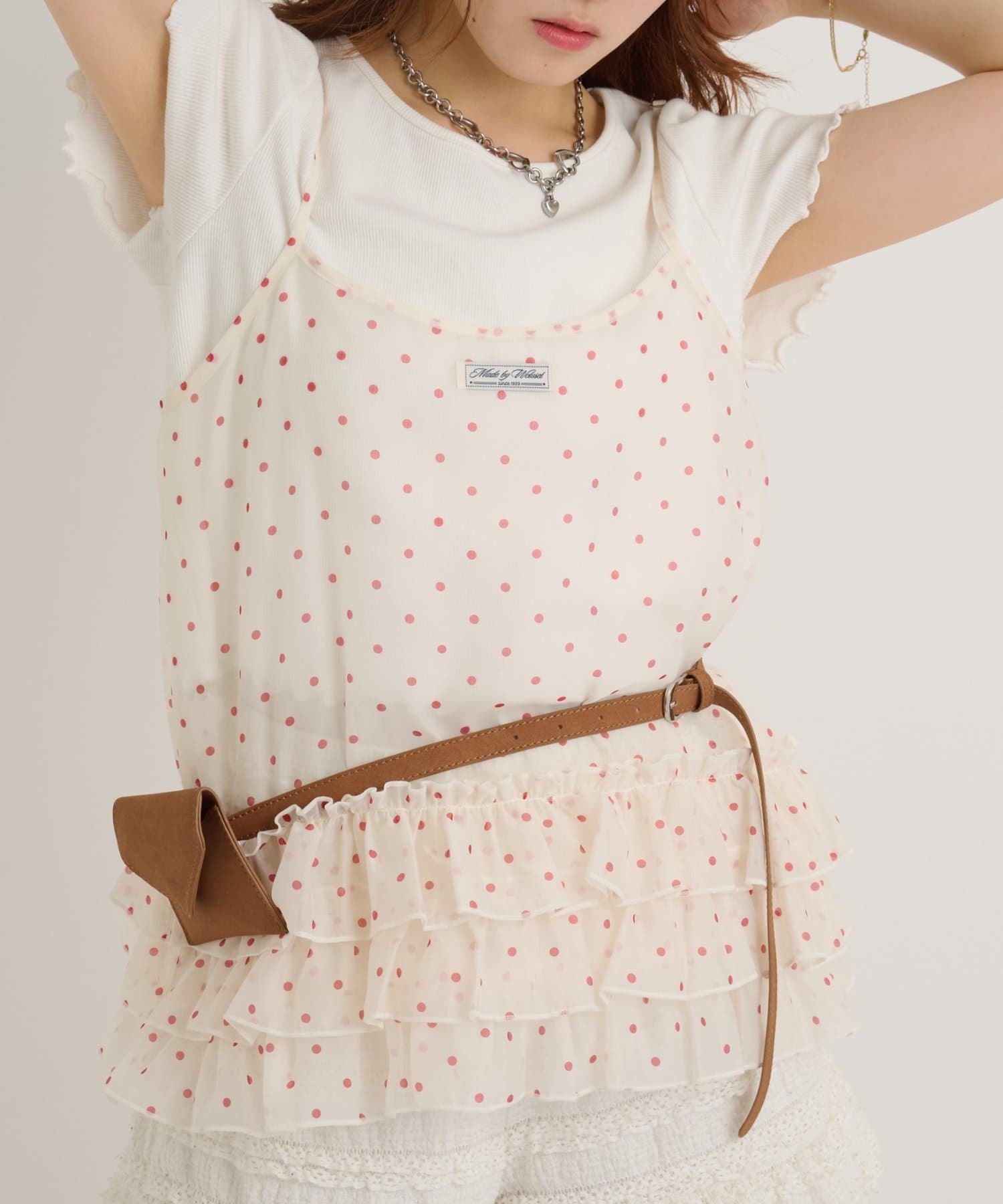 w closet(ダブルクローゼット) レースタグリブT