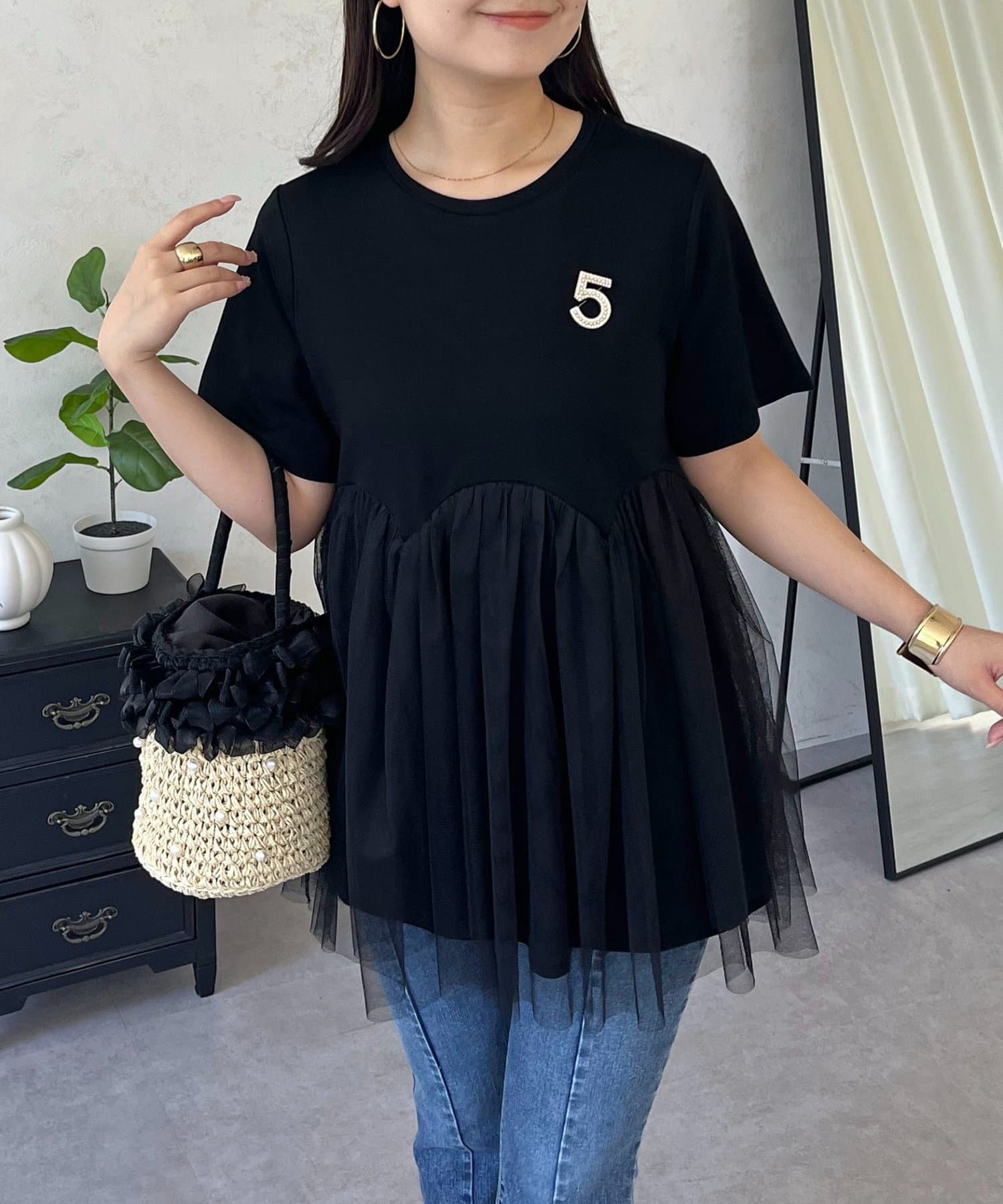 prose verse(プロズヴェール) ウエストカーブチュールドッキングペプラムTシャツ