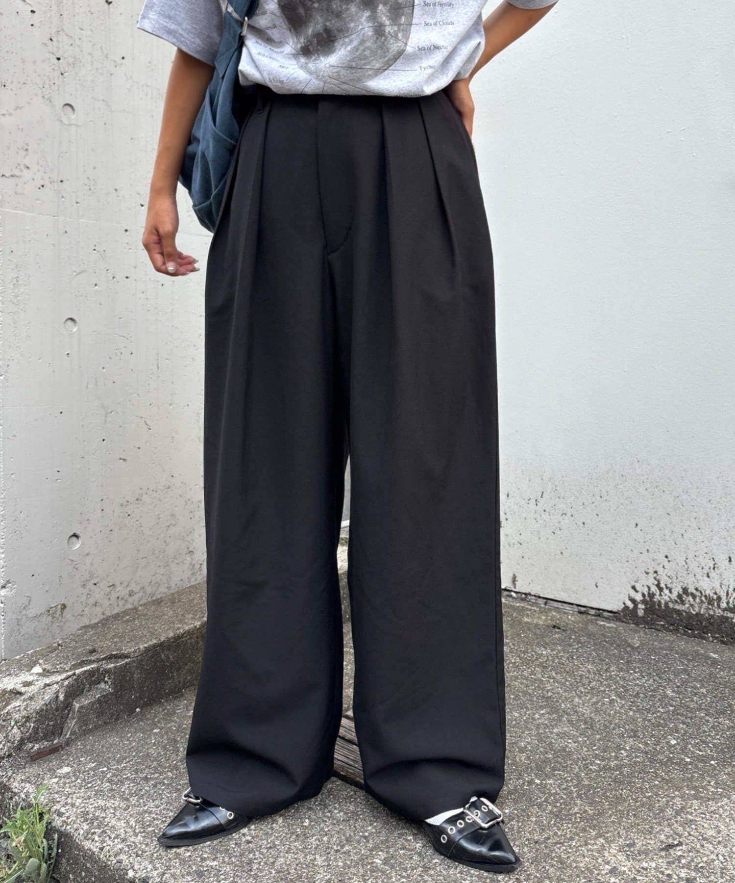 CIAOPANIC TYPY(チャオパニックティピー) 【UNISEX】タックボリュームワイドスラックスパンツ/サイドラインスラックス