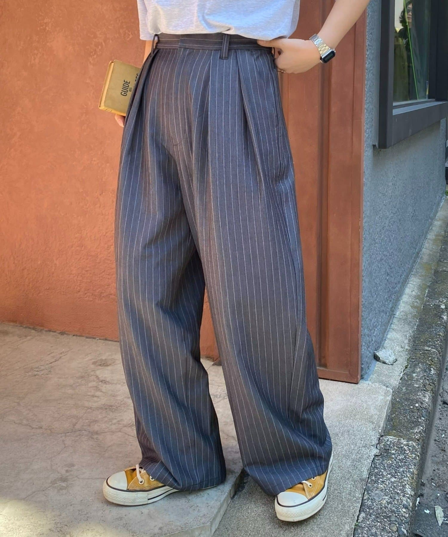 CIAOPANIC TYPY(チャオパニックティピー) 【UNISEX】タックボリュームワイドスラックスパンツ/サイドラインスラックス