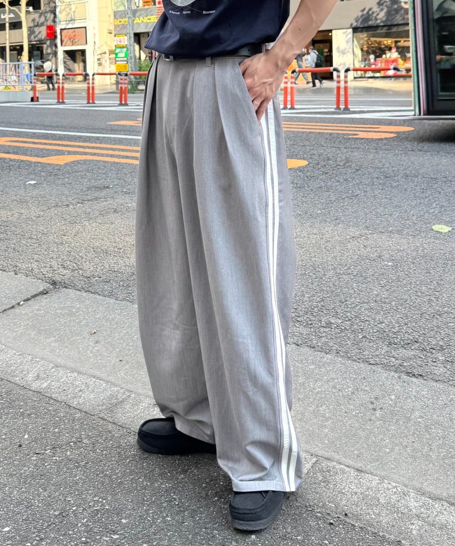 CIAOPANIC TYPY(チャオパニックティピー) 【UNISEX】タックボリュームワイドスラックスパンツ/サイドラインスラックス