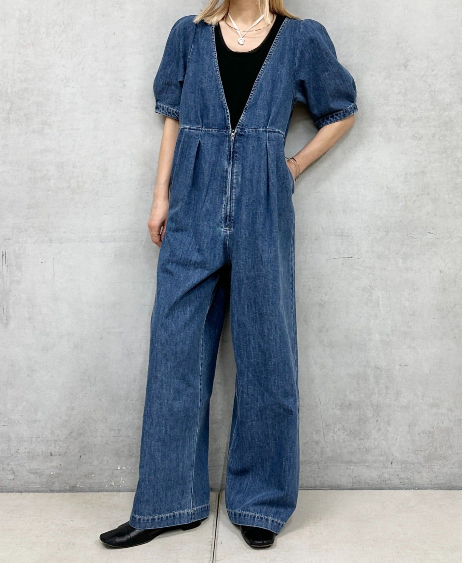 Omekashi(オメカシ) 半袖デニムオールインワン